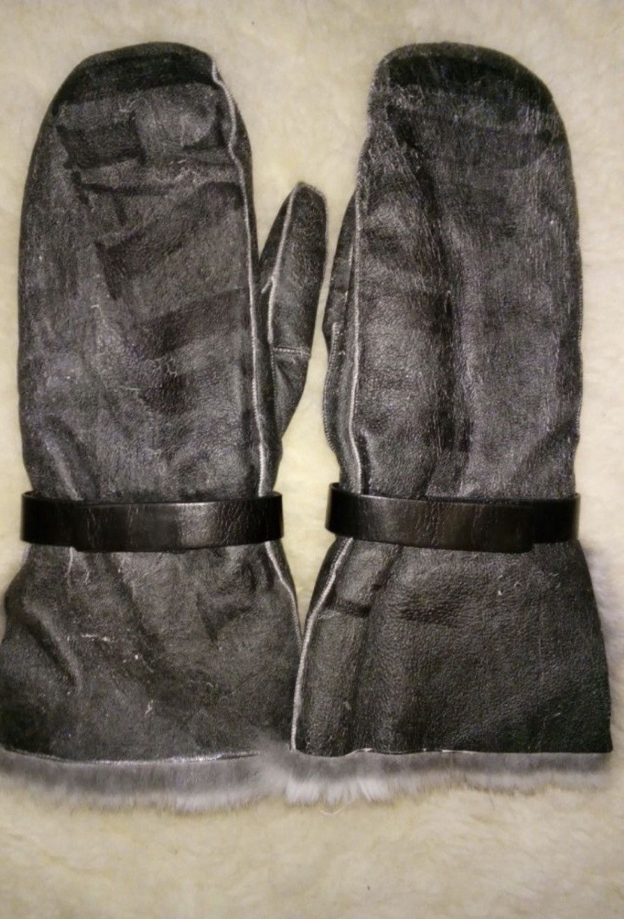 Dolce & Gabbana DOLCE & GABBANA FW 2002 Lapin Fur Leather Gloves runway Size ONE SIZE - 2 Thumbnail