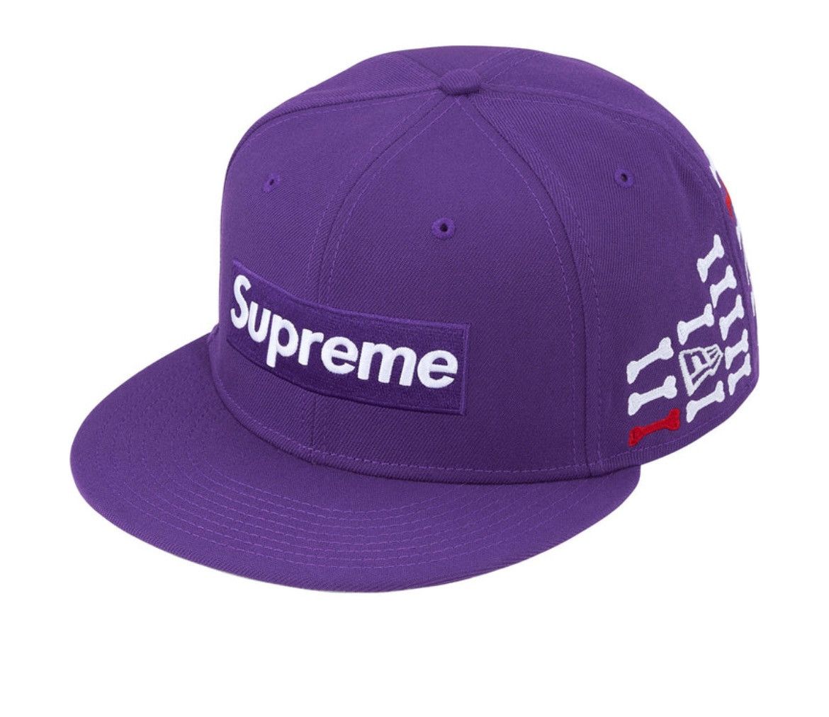 Supreme 7 3/4 Supreme Bones Box Logo New Era Hat Purple Size ONE SIZE - 2 Thumbnail