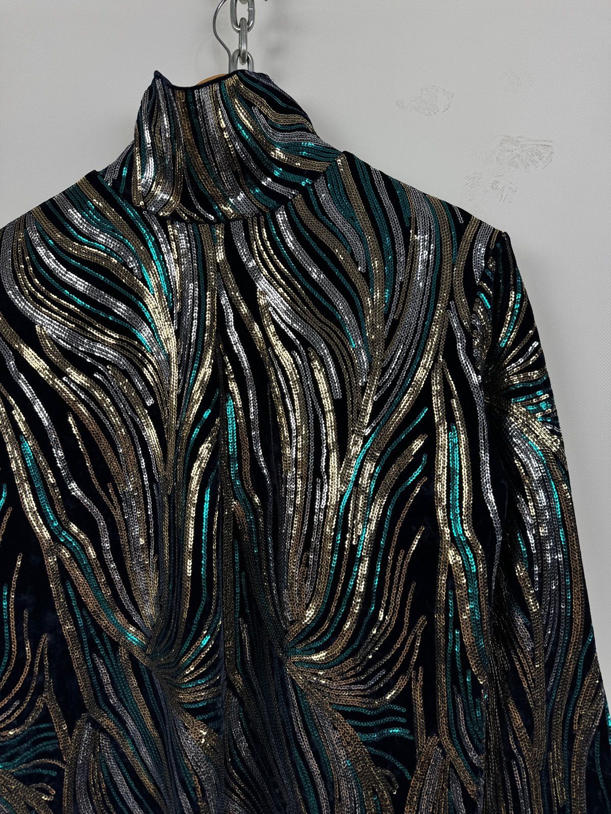 Dries Van Noten Dries Van Noten Sequin Velvet High Neck Top Size M / US 6-8 / IT 42-44 - 6 Thumbnail