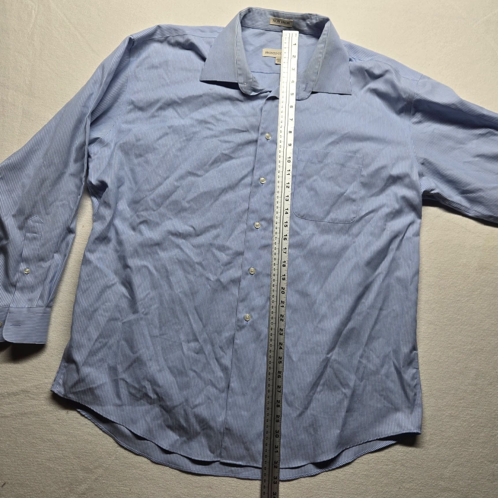 Pronto Uomo Pronto Uomo Shirt Mens 2XL Blue Button-Up Non-Iron Long Sleeve Pockets Cotton Regular Size US XXL / EU 58 / 5 - 6 Thumbnail