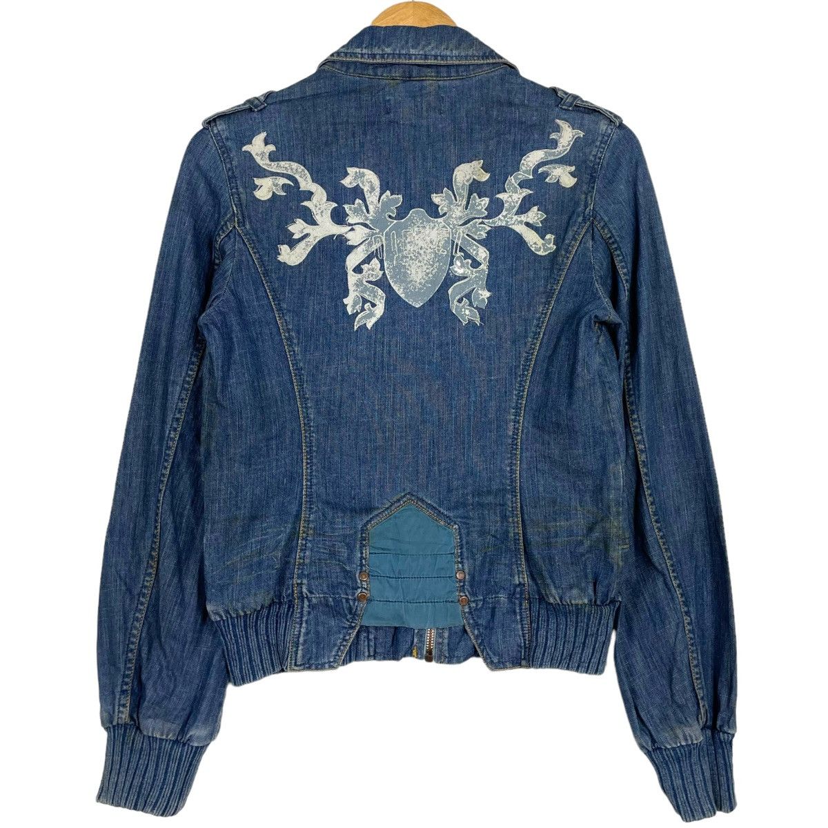 Diesel 💥DIESEL DENIM CROPPED BOMBER TRIBAL JEAN JACKET Size S / US 4 / IT 40 - 9 Thumbnail