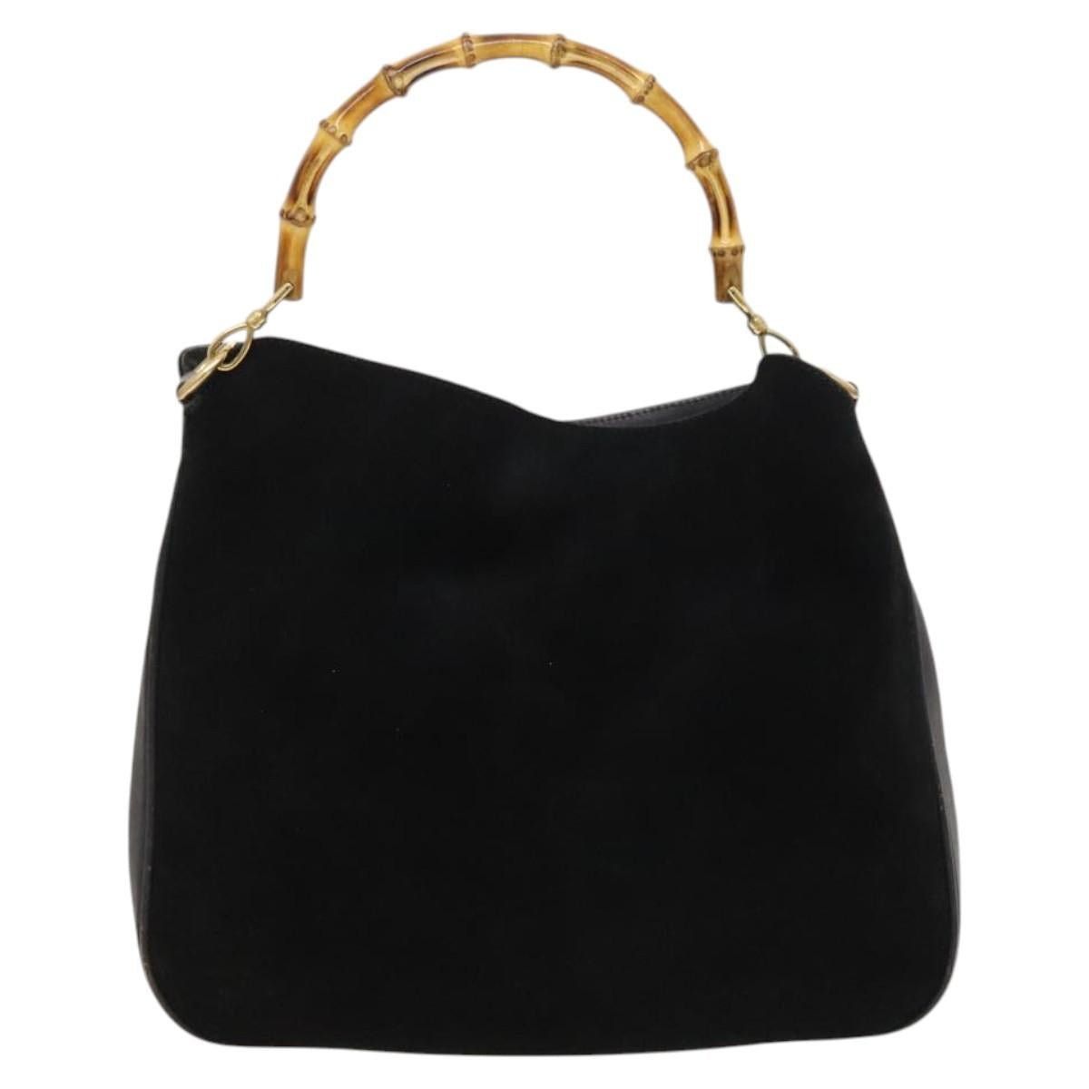 Gucci GUCCI Bamboo Hand Bag Suede Black Gold 001 1014 001 1014 Size ONE SIZE - 2 Thumbnail