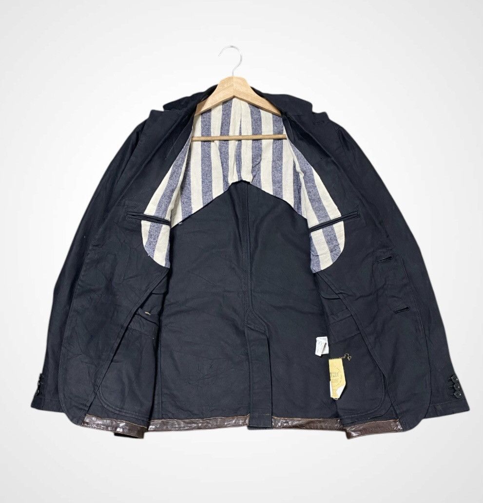 Japanese Brand A02 Gloster Vintage Denim + Leather Blazer Size US L / EU 52-54 / 3 - 4 Thumbnail