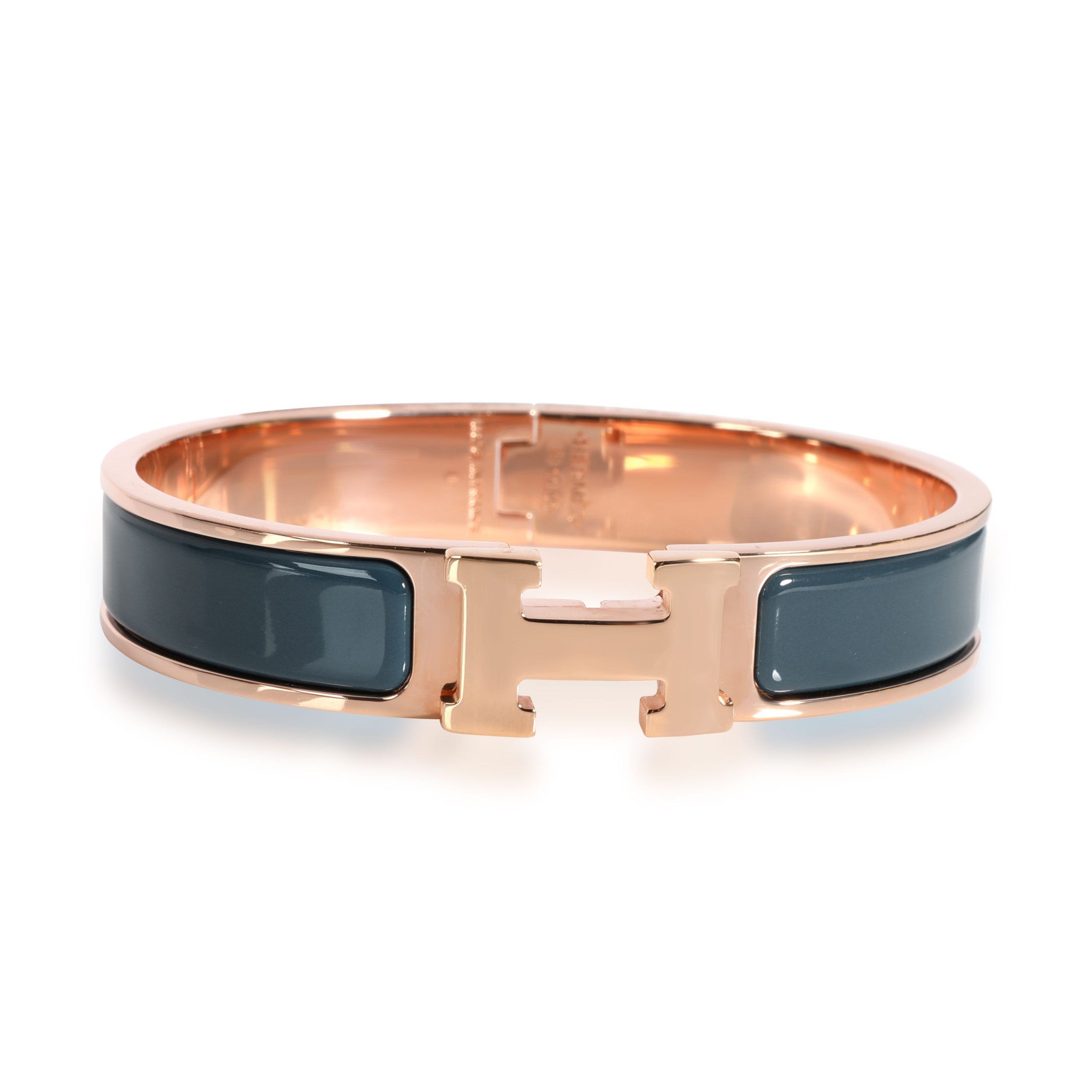Hermès Clic H Ardoise Rose Gold Plated Bangle