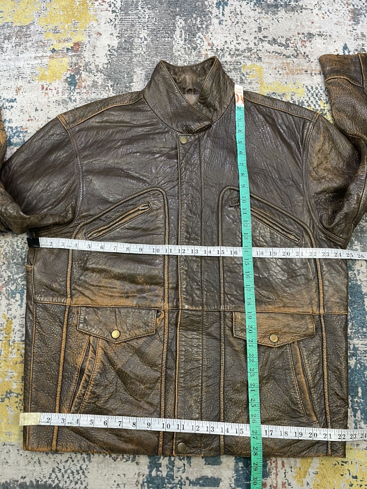Genuine Leather Vtg Composition Distressed Lamb Skin Leather Jacket Size US L / EU 52-54 / 3 - 9 Thumbnail