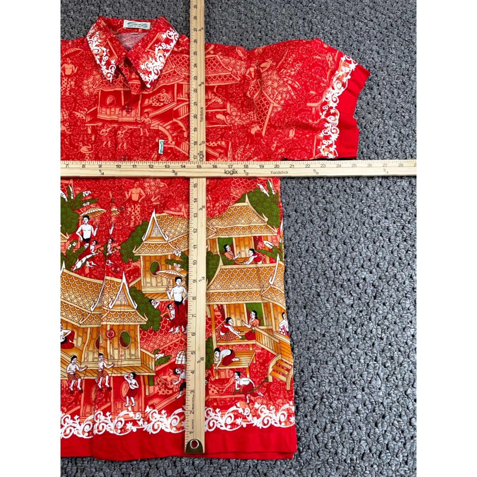 Vintage VINTAGE Ancient Japan Geometric Pattern Shirt Adult Large Red Button-Up Opal Tag Retro Mens Size US L / EU 52-54 / 3 - 4 Thumbnail