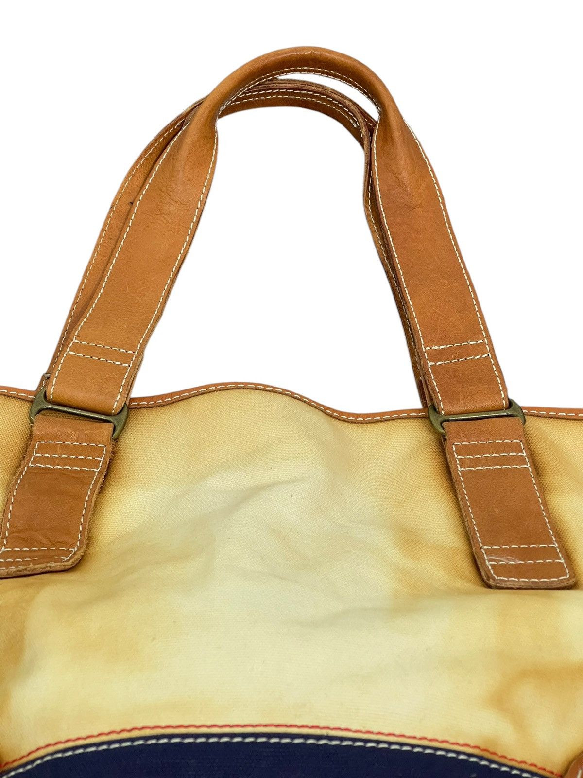 Genuine Leather Leather Cotton Canvas Vtg Tommy Hilfiger Tote Bag 4🟩 Size ONE SIZE - 10 Thumbnail