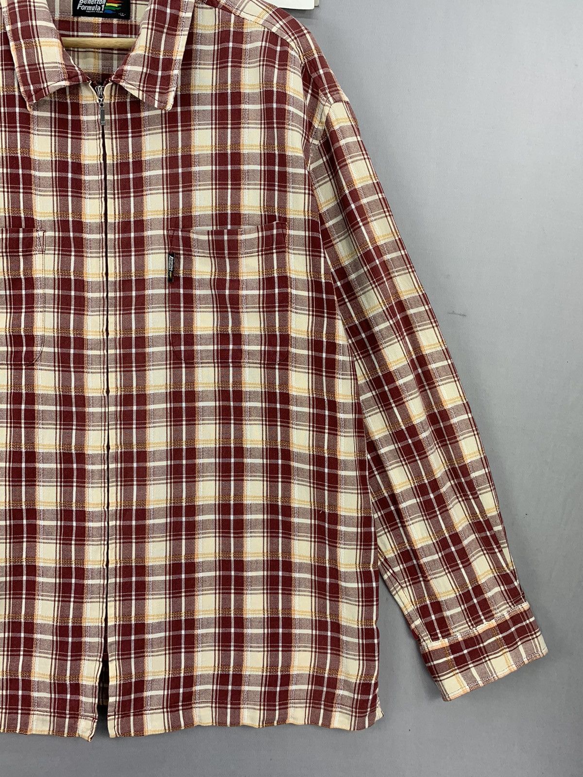 Formula 1 Benetton Formula 1 Vintage Plaid Zipper Flannel Jacket Size US L / EU 52-54 / 3 - 8 Thumbnail