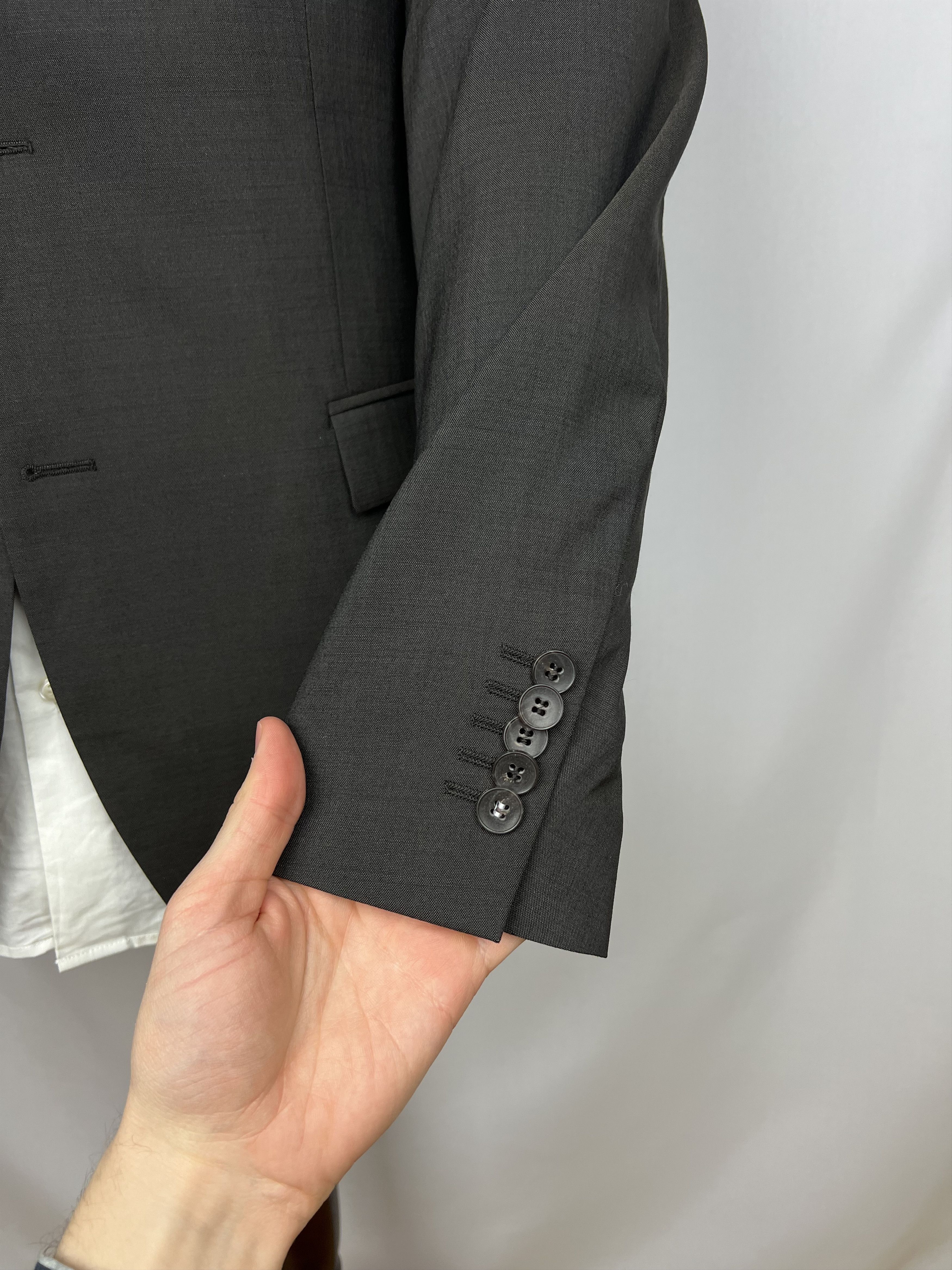 Strellson Solid Gray-Brown Wool Classic Slim-Fit 2 Piece Long Suit Size 40L - 9 Thumbnail