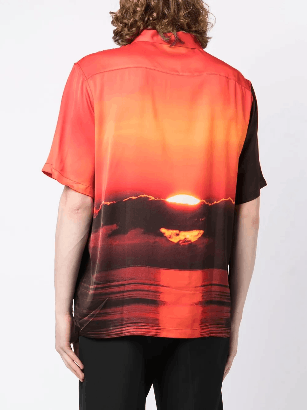 Designer Men’s Orange Suncloud Print Shirt – Short Sleeve Casual Size US S / EU 44-46 / 1 - 2 Thumbnail