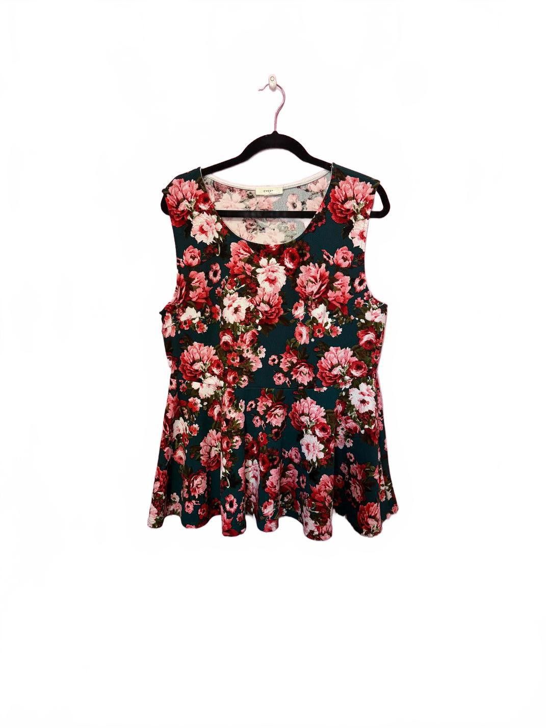 Designer Chic Floral Peplum Tank Top Size 3XL / US 20-22 - 1 Thumbnail