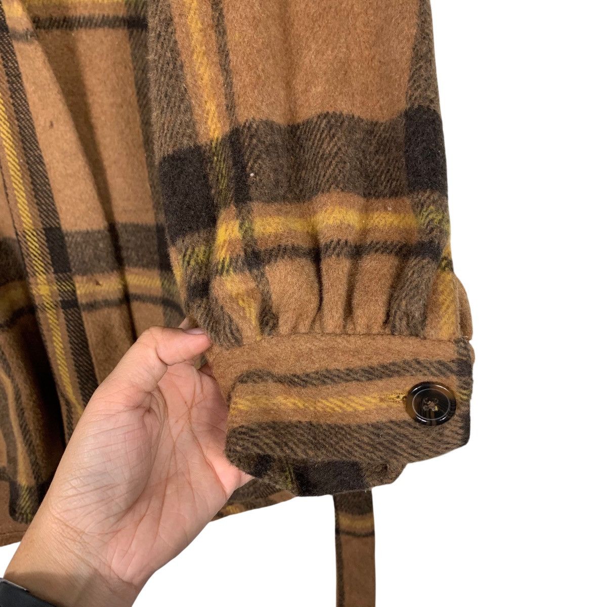 Japanese Brand OFALO Checked Belted Flannel Jacket #2438-C109 Size M / US 6-8 / IT 42-44 - 13 Thumbnail