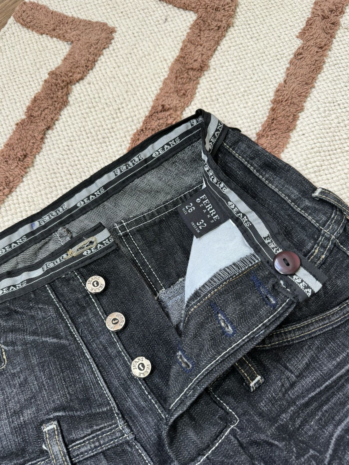Gianfranco Ferre FERRE Y2K OPIUM STYLE WASHED BONDAGE DENIM PANTS Size 26" / US 2 / IT 38 - 7 Thumbnail