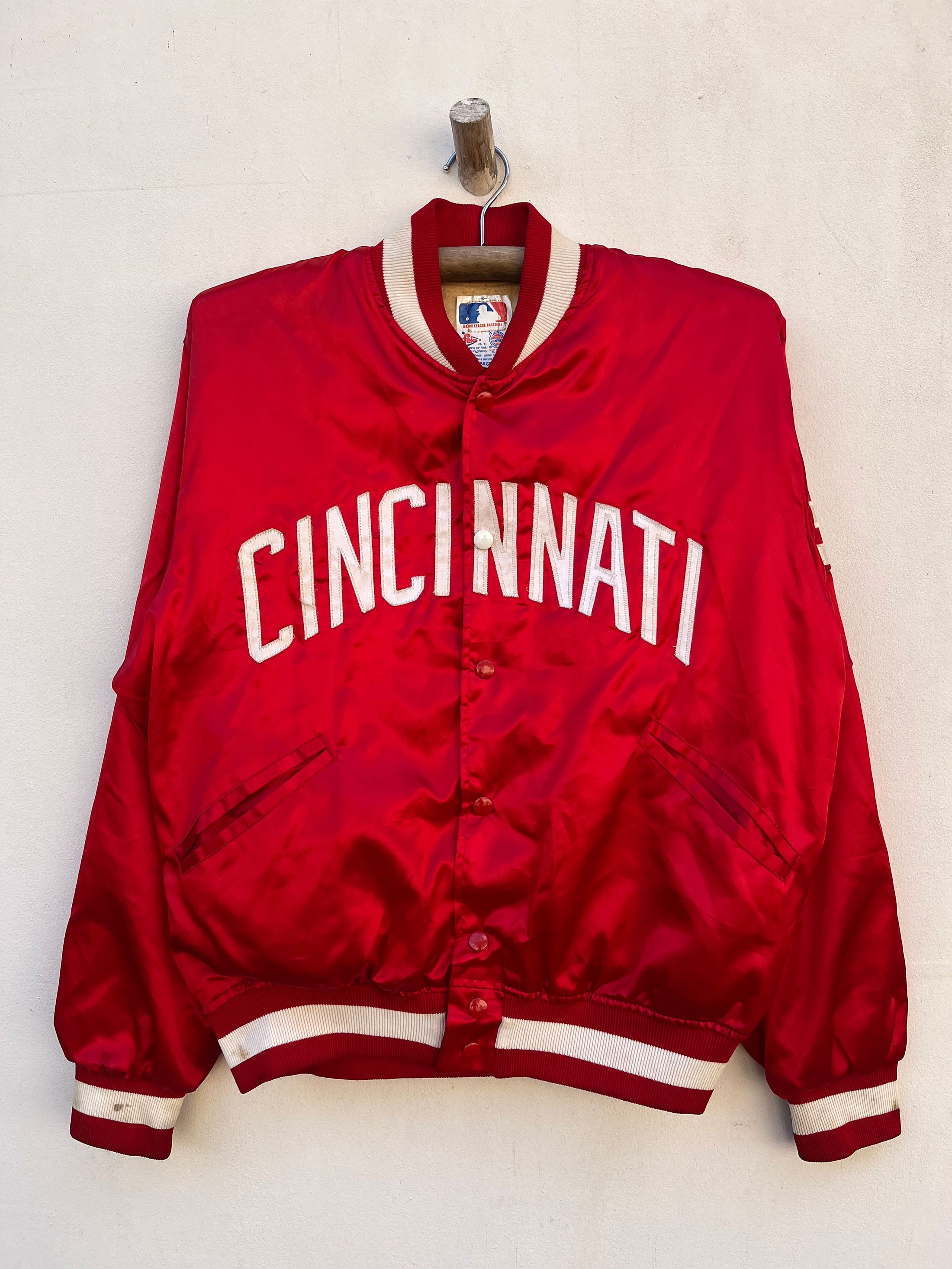 MLB Reds Cincinnati Vintage Baseball College Snap Button Jacket Size US L / EU 52-54 / 3 - 1 Thumbnail
