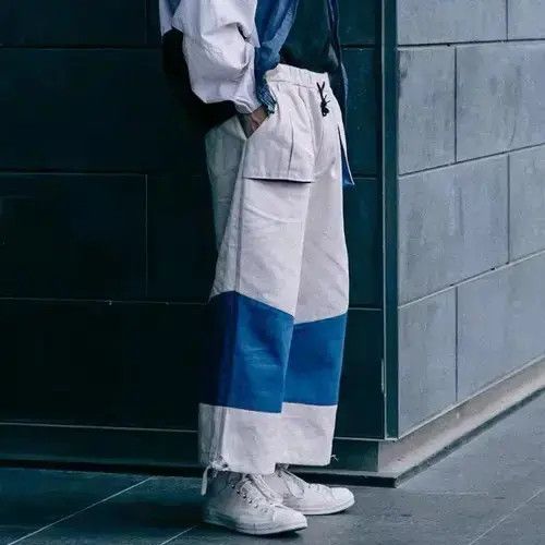 Other 20SS Simple Blue Japan White Patchwork Worker Pants Size US 32 / EU 48 - 2 Thumbnail