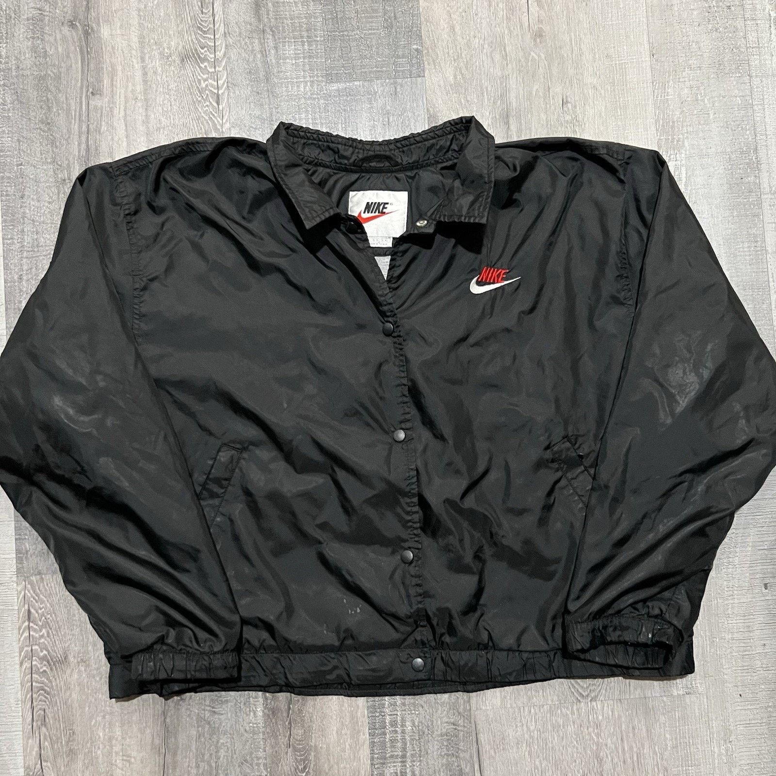 Nike VTG 90s Nike Black Snap Front Track Warm Up Fits L Jacket Size L / US 10 / IT 46 - 1 Thumbnail