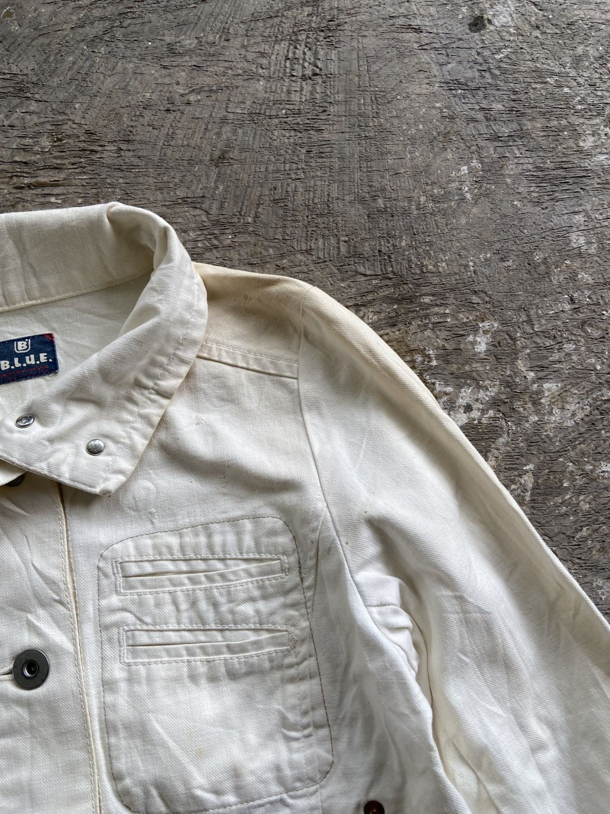 Blue Blue Japan 1990s Blue Blue Japan - Mud Wash Broken White Trucker Jacket Size M / US 6-8 / IT 42-44 - 6 Thumbnail