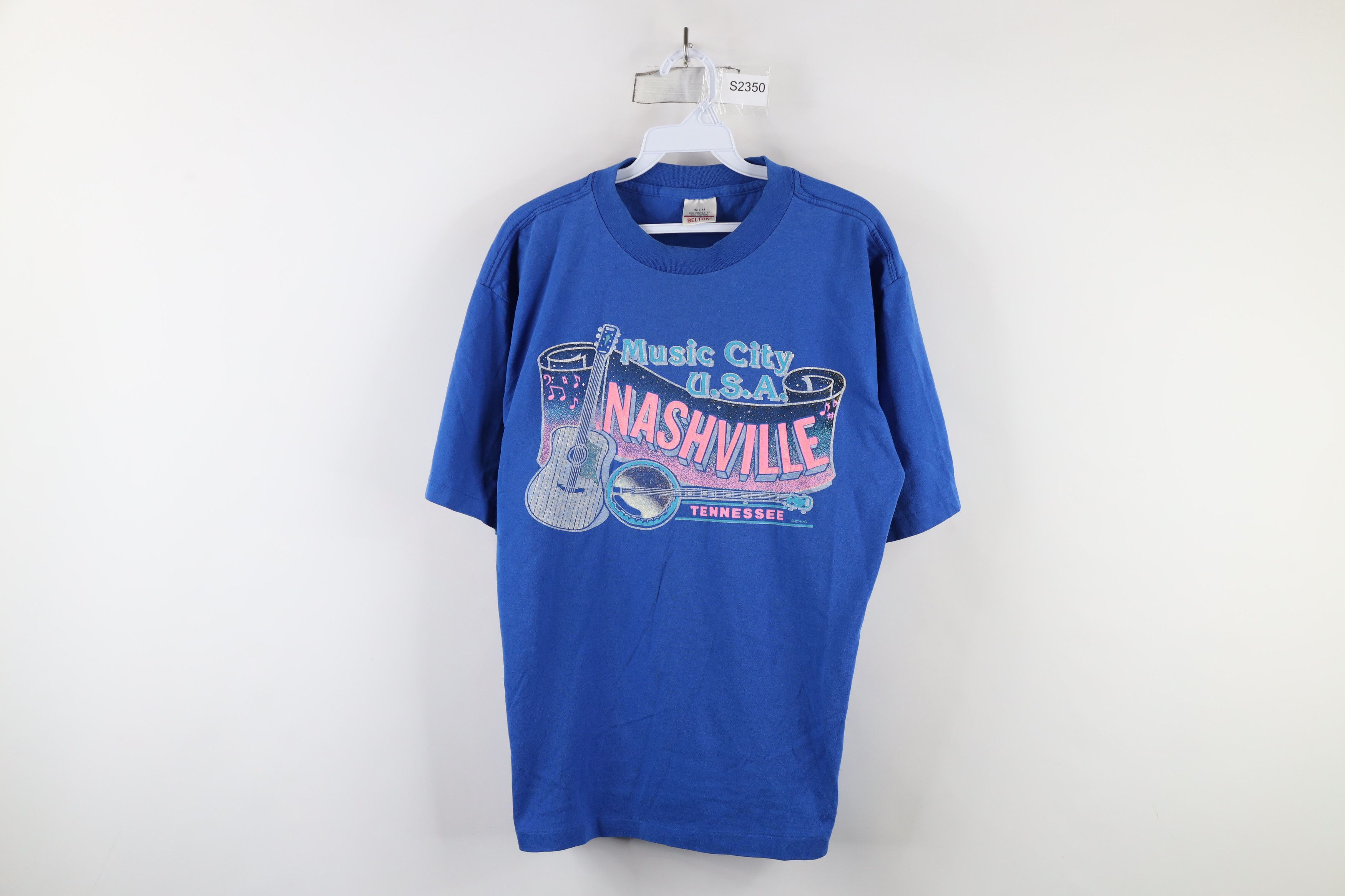 Vintage Vintage 90s Streetwear Spell Nashville Music City T-Shirt Size US L / EU 52-54 / 3 - 1 Thumbnail
