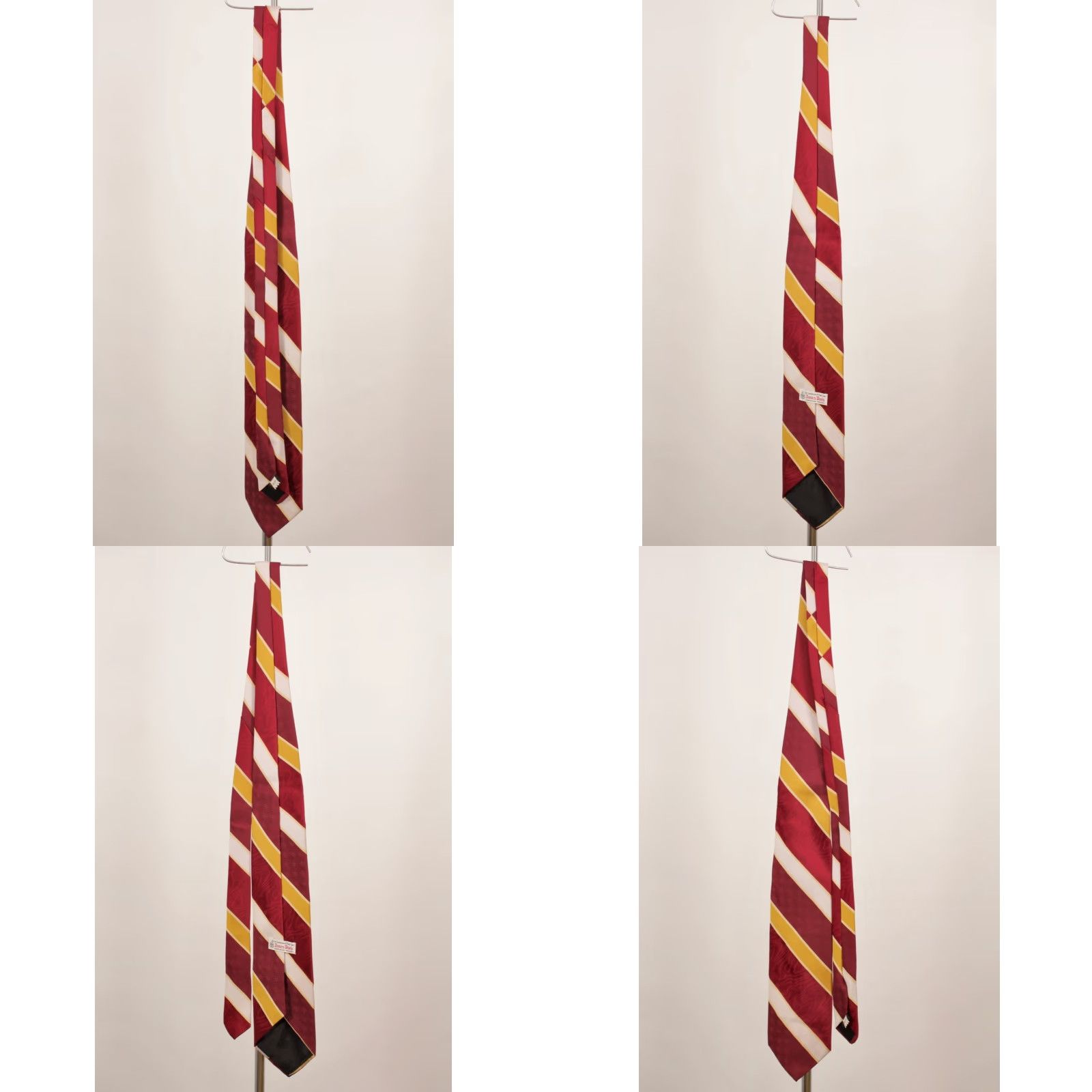 Vintage VTG 1970s James Davis NOS Necktie - Dark Red & Grey Striped Polyester Tie Mens, 58" L, 4" W, Great Unworn Vintage Condition, 70s Tie Size ONE SIZE - 8 Thumbnail