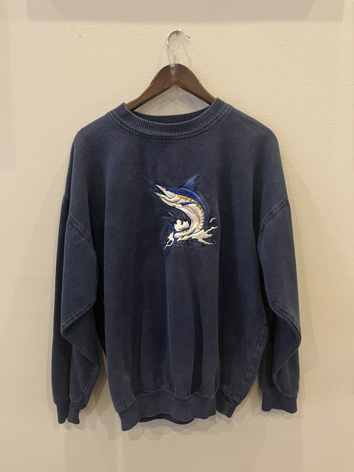 Japanese Brand × Vintage Vintage 90s Blue Marlin Sweatshirt Size US M / EU 48-50 / 2 - 1 Thumbnail