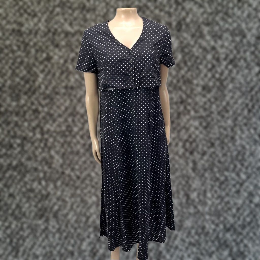 Vintage VINTAGE Ulterior Motives Women's Dress Midi 90s 80s Polka Dot Black Rayon S Party Size XXS / US 00 / IT 34 - 1 Thumbnail