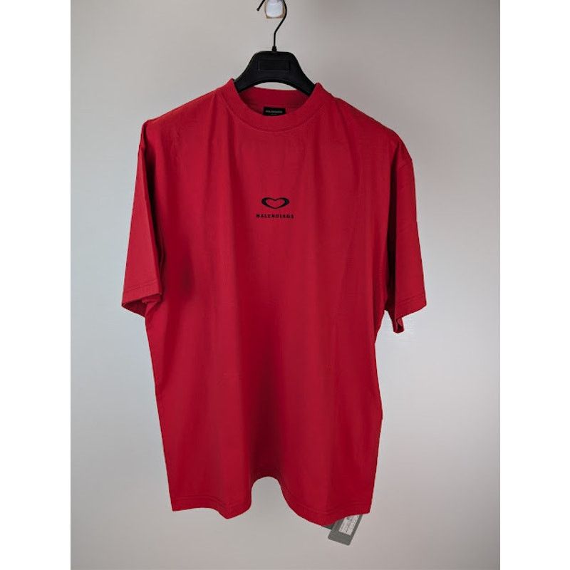 Balenciaga o1rshd1 Sweetheart Dry Jersey Medium Fit T-Shirt in Red Size US L / EU 52-54 / 3 - 2 Thumbnail