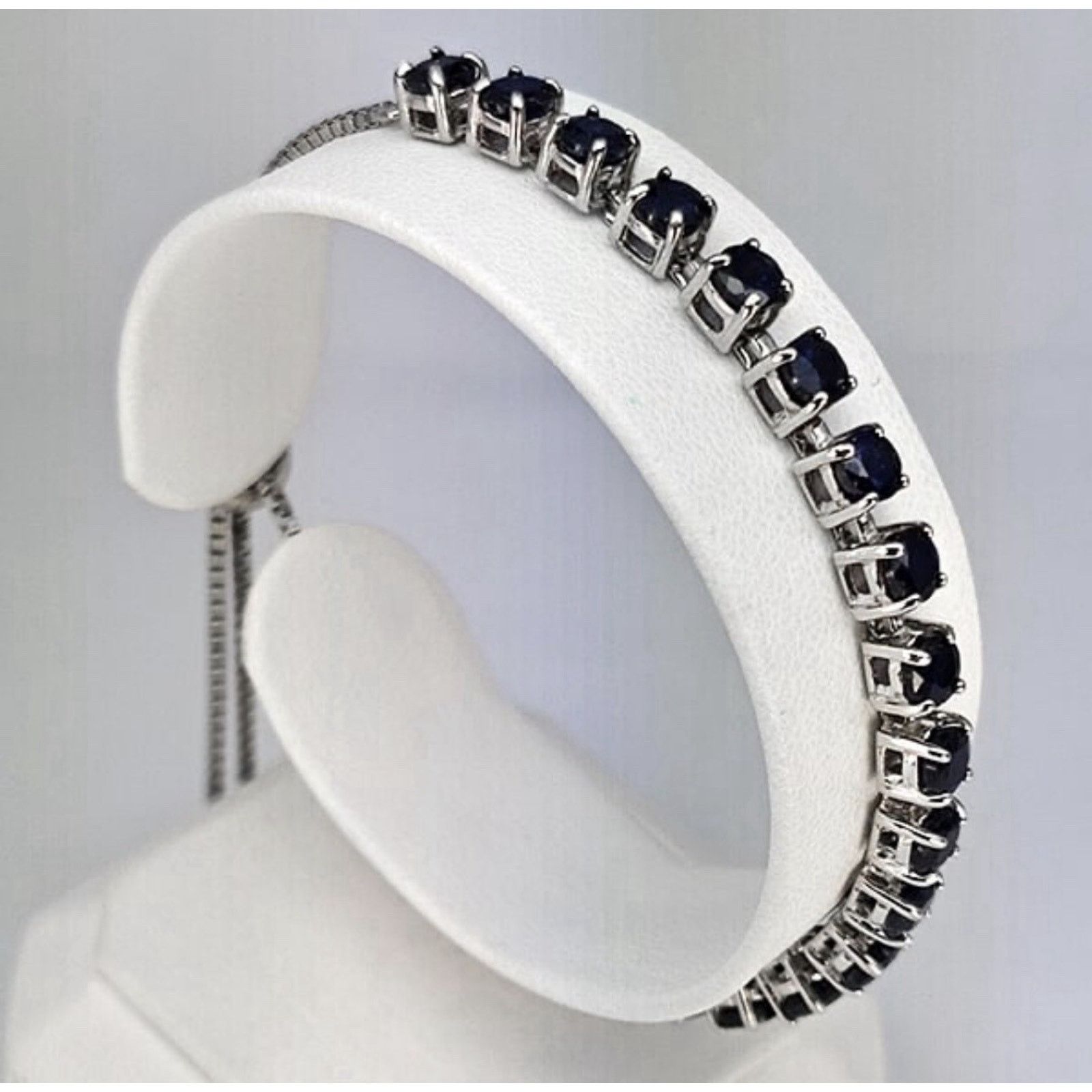 Other Adjustable Blue Sapphire and Sterling Silver Tennis Bracelet Size ONE SIZE - 2 Thumbnail