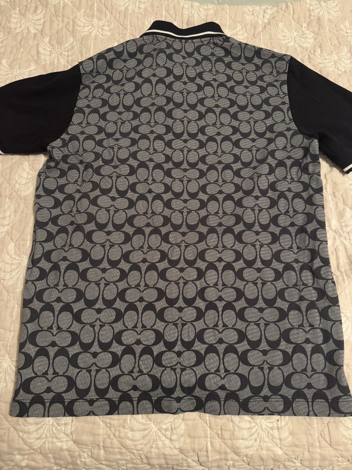 Coach Coach Men's Signature Monogram Polo Shirt Black/Charcoal Size US S / EU 44-46 / 1 - 2 Thumbnail