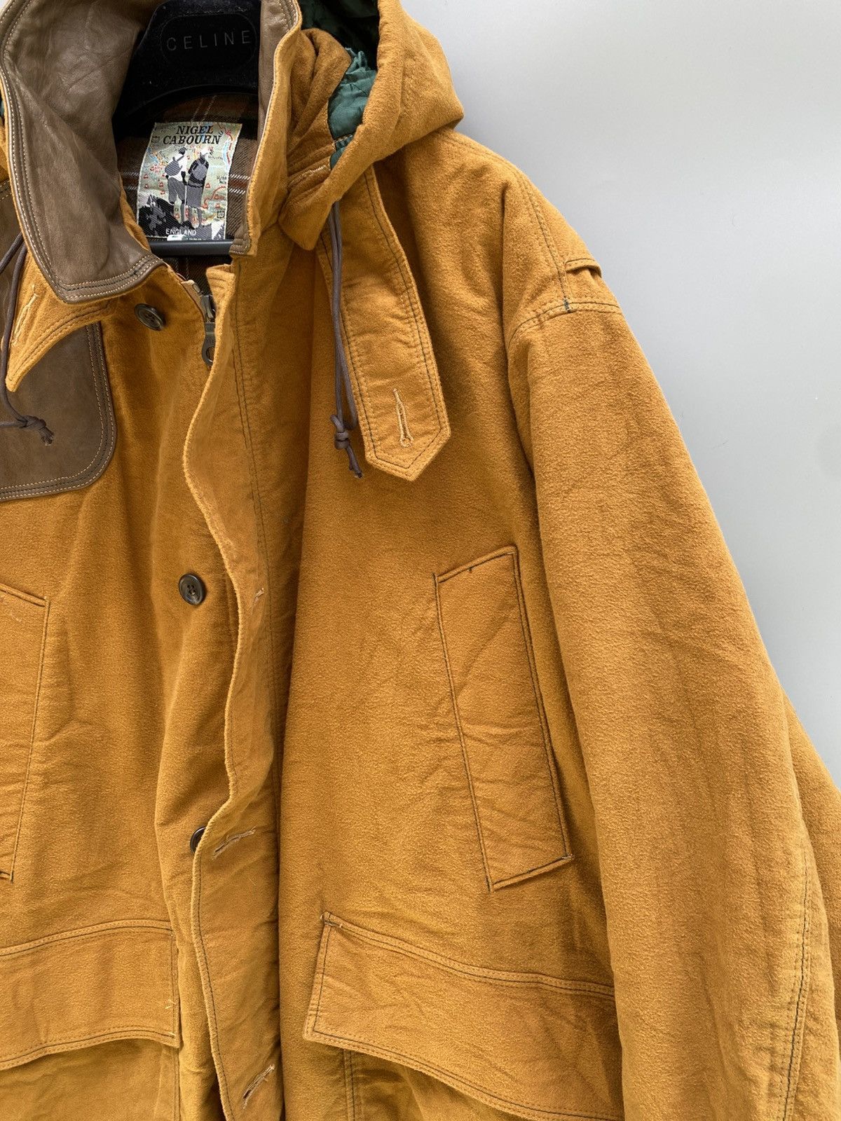 Nigel Cabourn 1980s - Nigel Cabourn- Moleskin/Leather Hunting Parka Size US XL / EU 56 / 4 - 4 Thumbnail