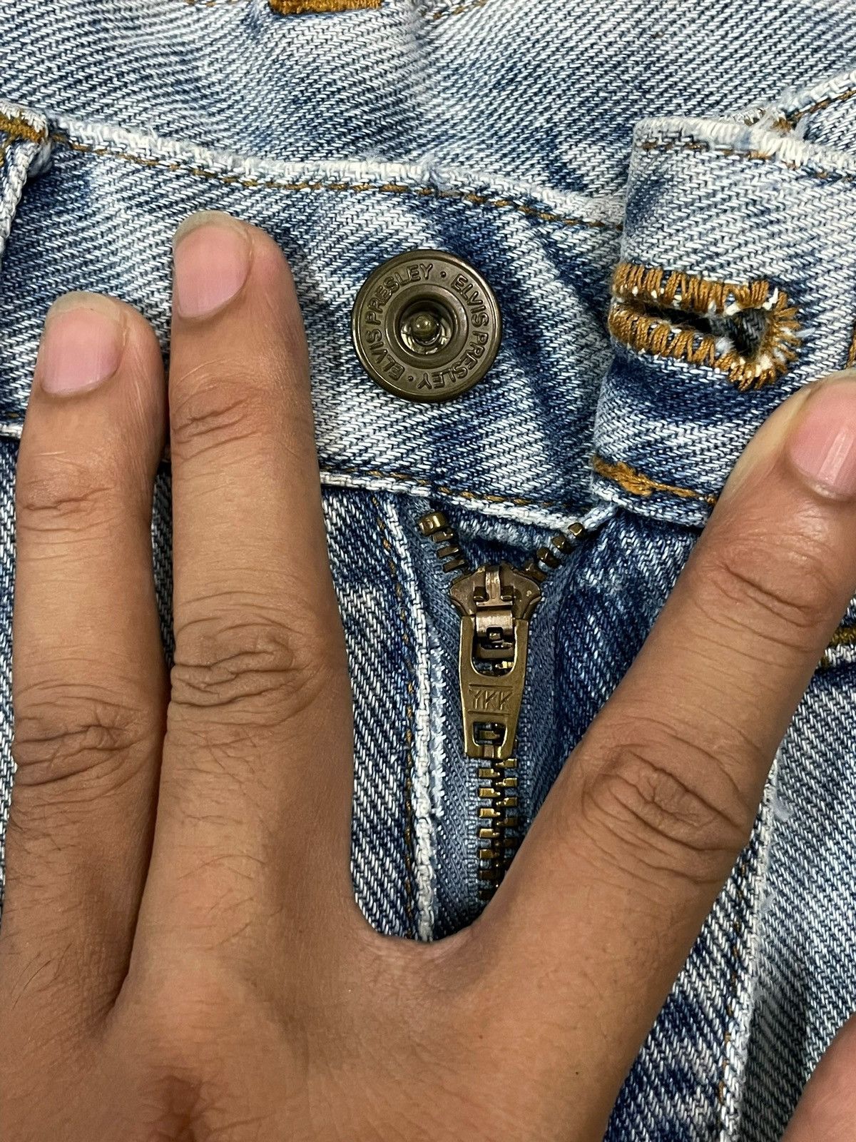 POST ARCHIVE FACTION (PAF) × Vintage Vintage Iconic American Singer Elvis Presley Fade Wash Jeans Size US 28 / EU 44 - 11 Thumbnail