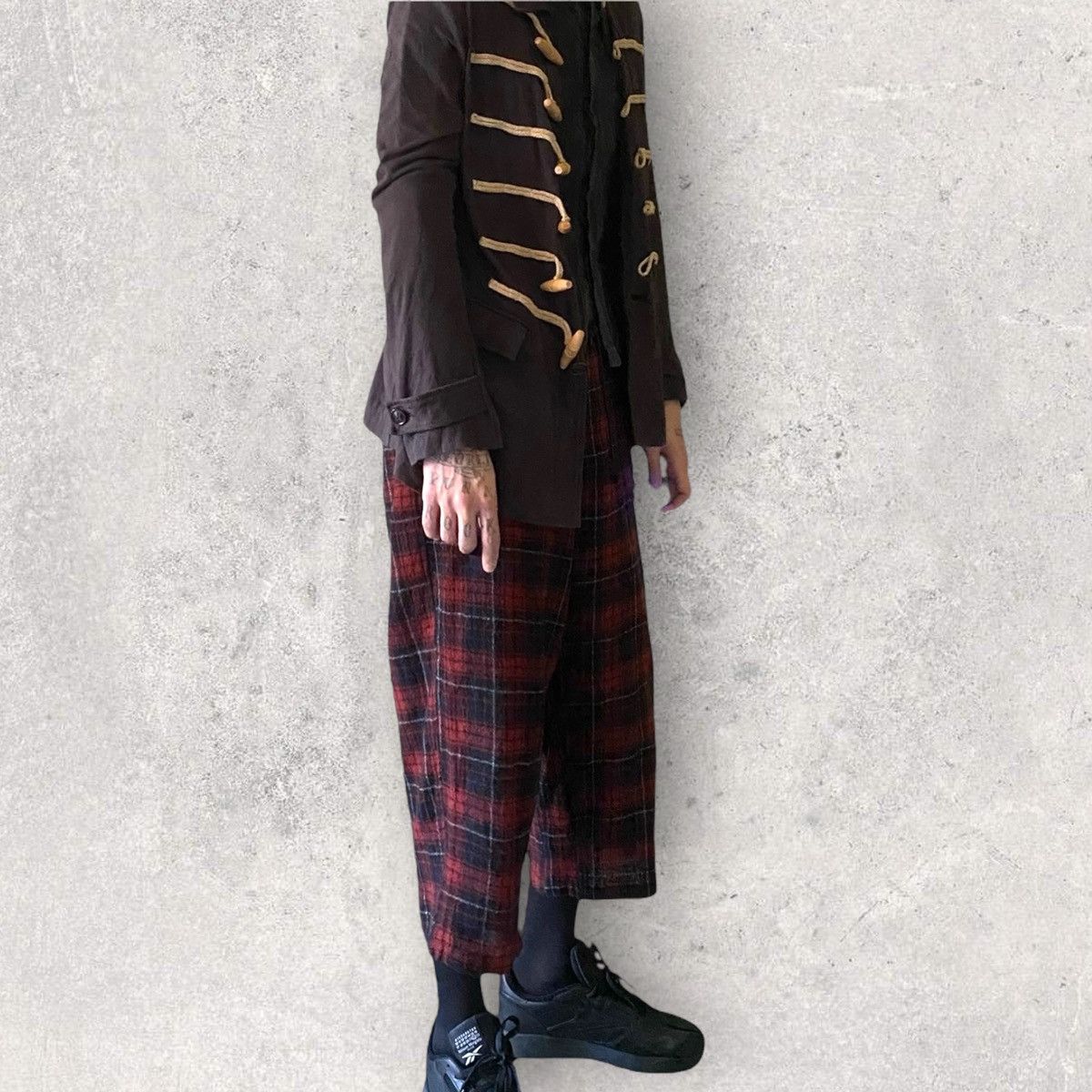 Yohji Yamamoto Y’s Wool Red Tartan Drawstring Cropped Pants Size US 34 / EU 50 - 6 Thumbnail