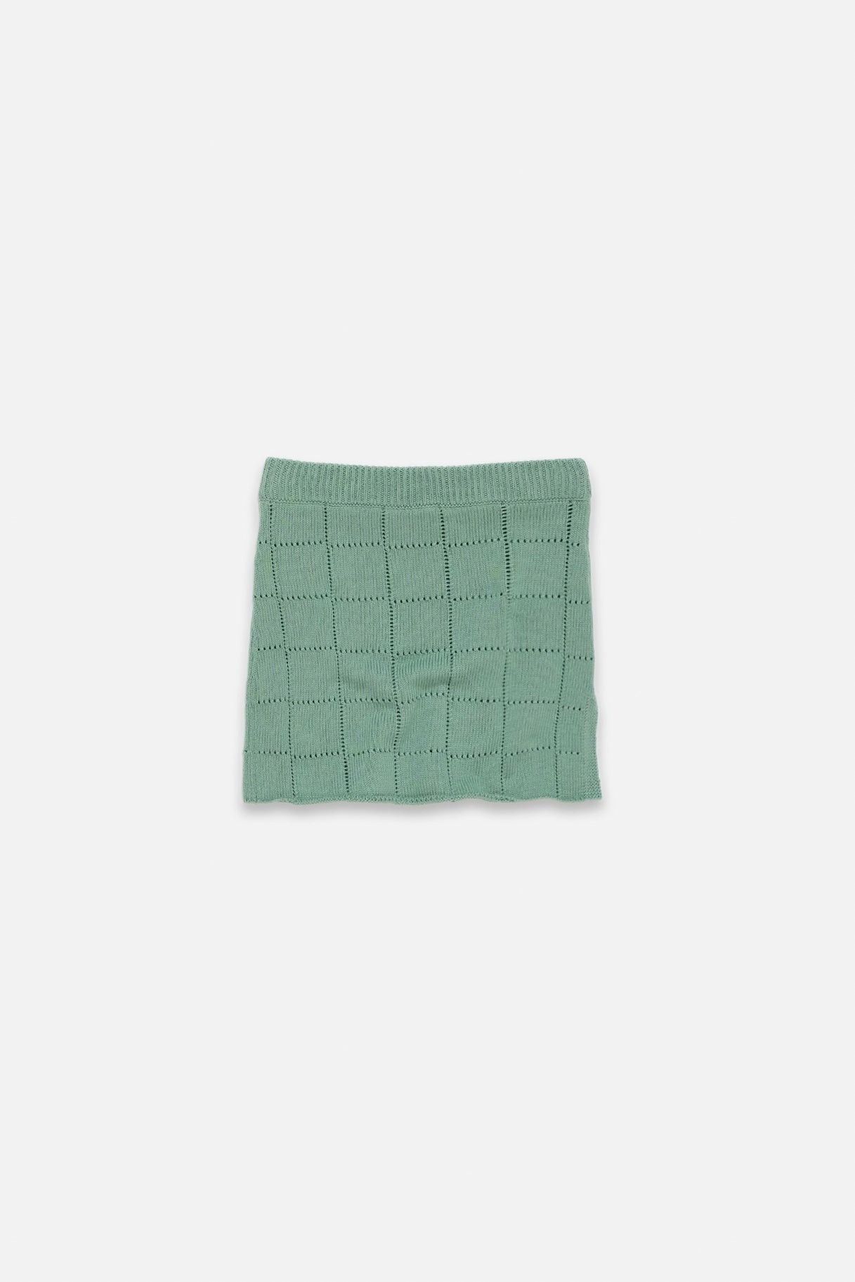 The Elder Statesman $985 The Elder Statesman Mint Grid Pointelle Mini Skirt Size 27" / US 4 / IT 40 - 1 Thumbnail