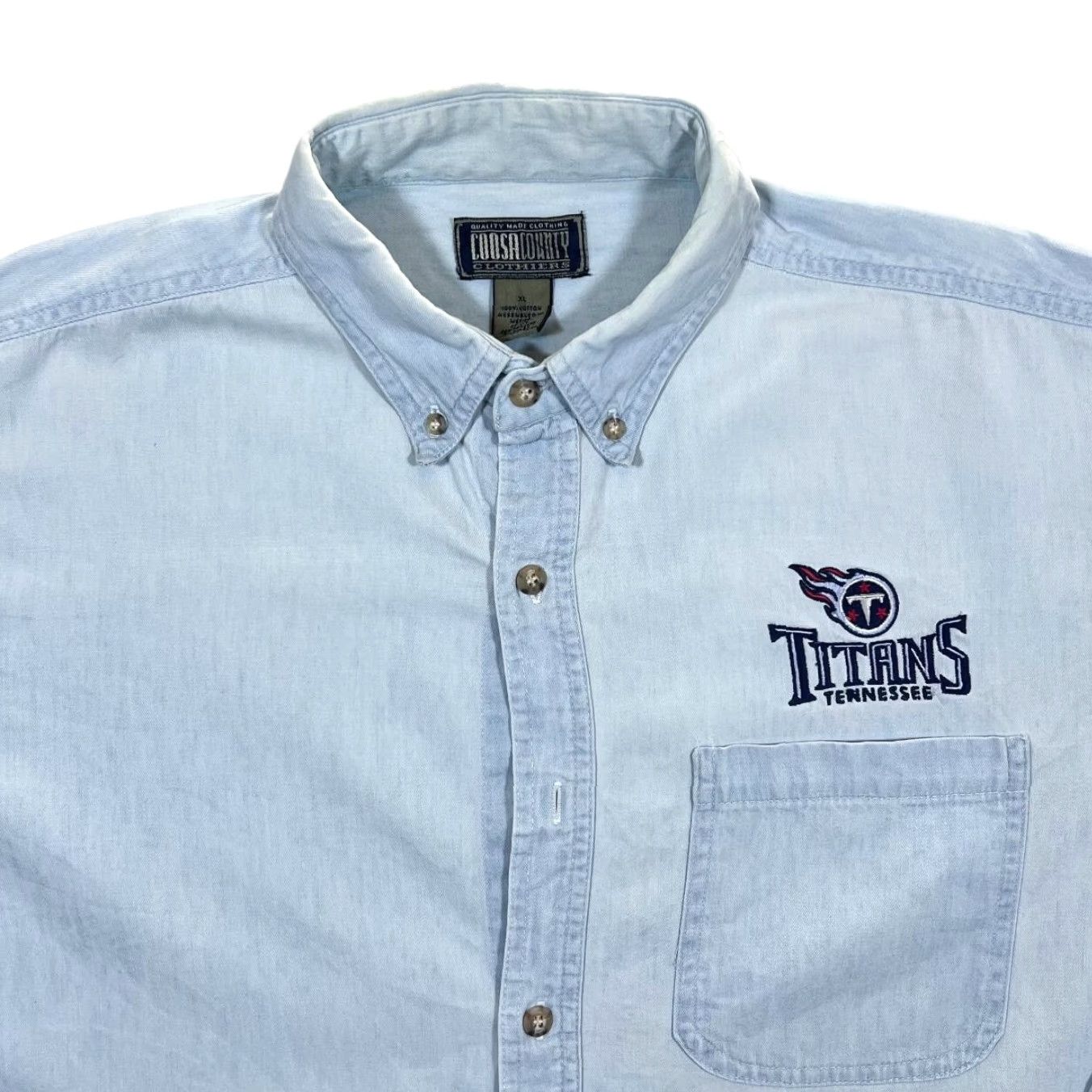 NFL Vintage Coosa County NFL Tennessee Titans Blue Denim Long Sleeve Button-Up Shirt XL Size US XL / EU 56 / 4 - 2 Thumbnail