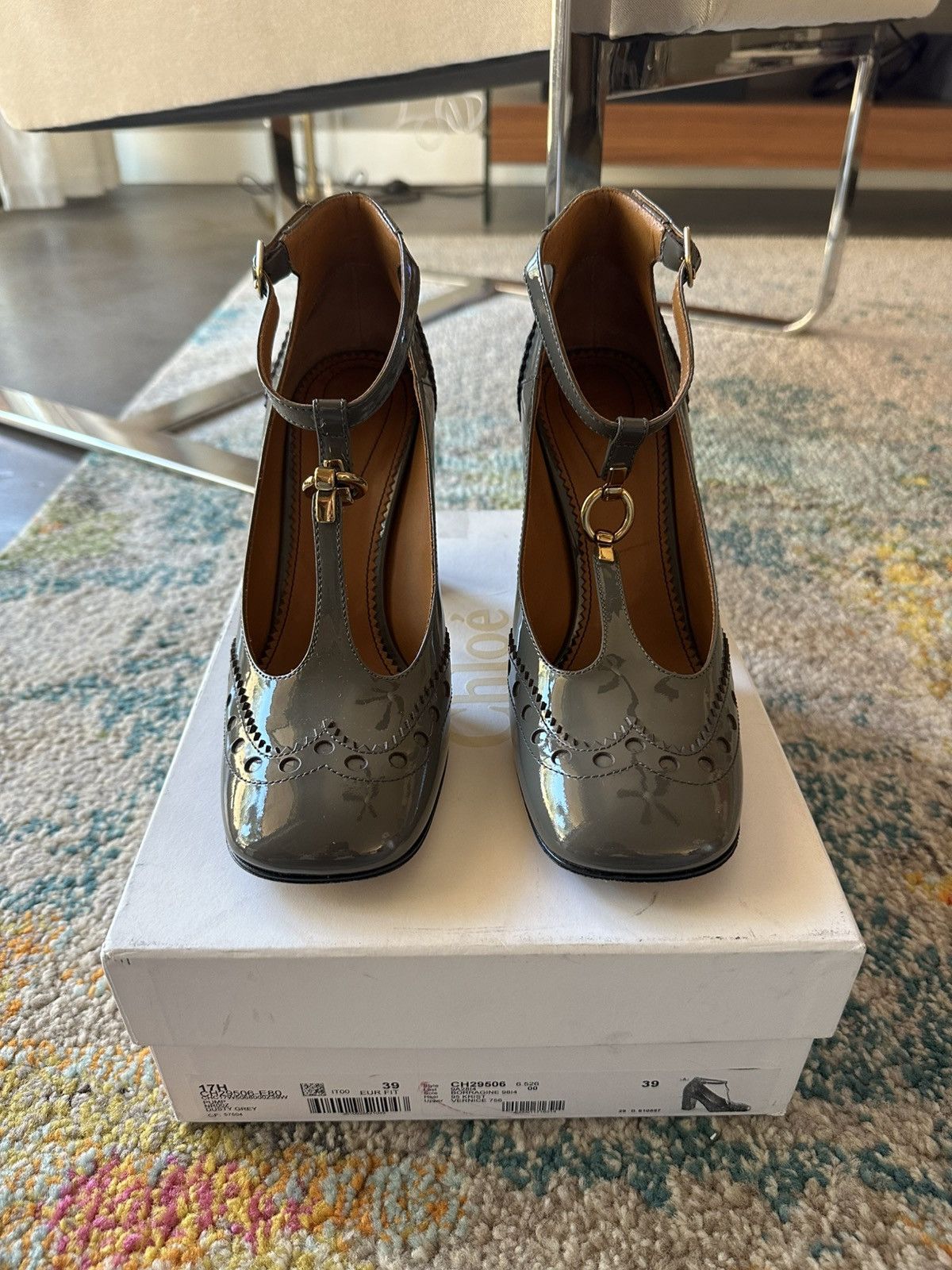 Chloe Patent Leather T-strap Mary Jane Pumps Size US 9 / IT 39 - 2 Thumbnail
