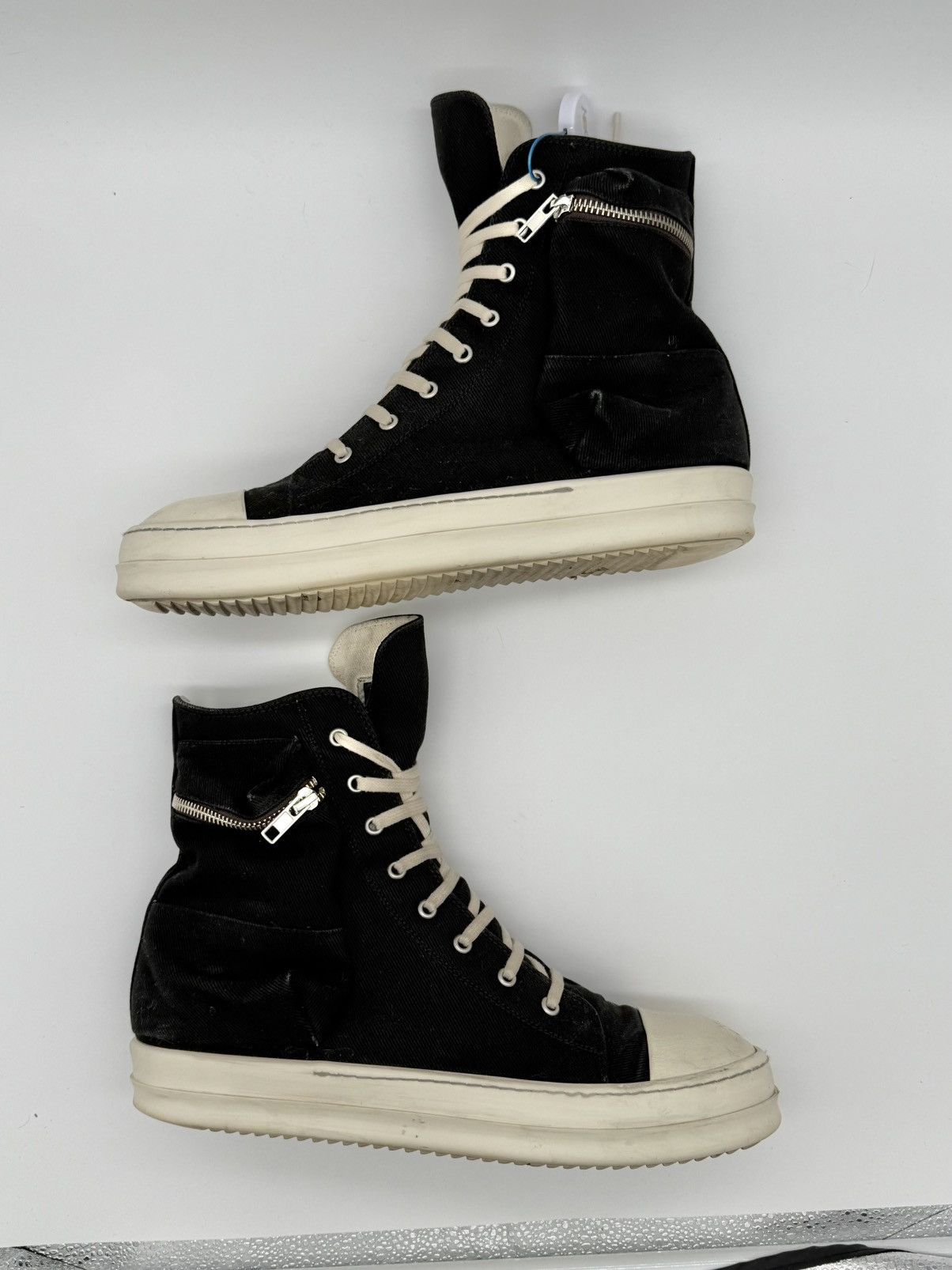 Rick Owens × Rick Owens Drkshdw Rick Owens DRKSHDW CARGO POCKET High Top Sneaks with Eyelets Size US 11 / EU 44 - 2 Thumbnail