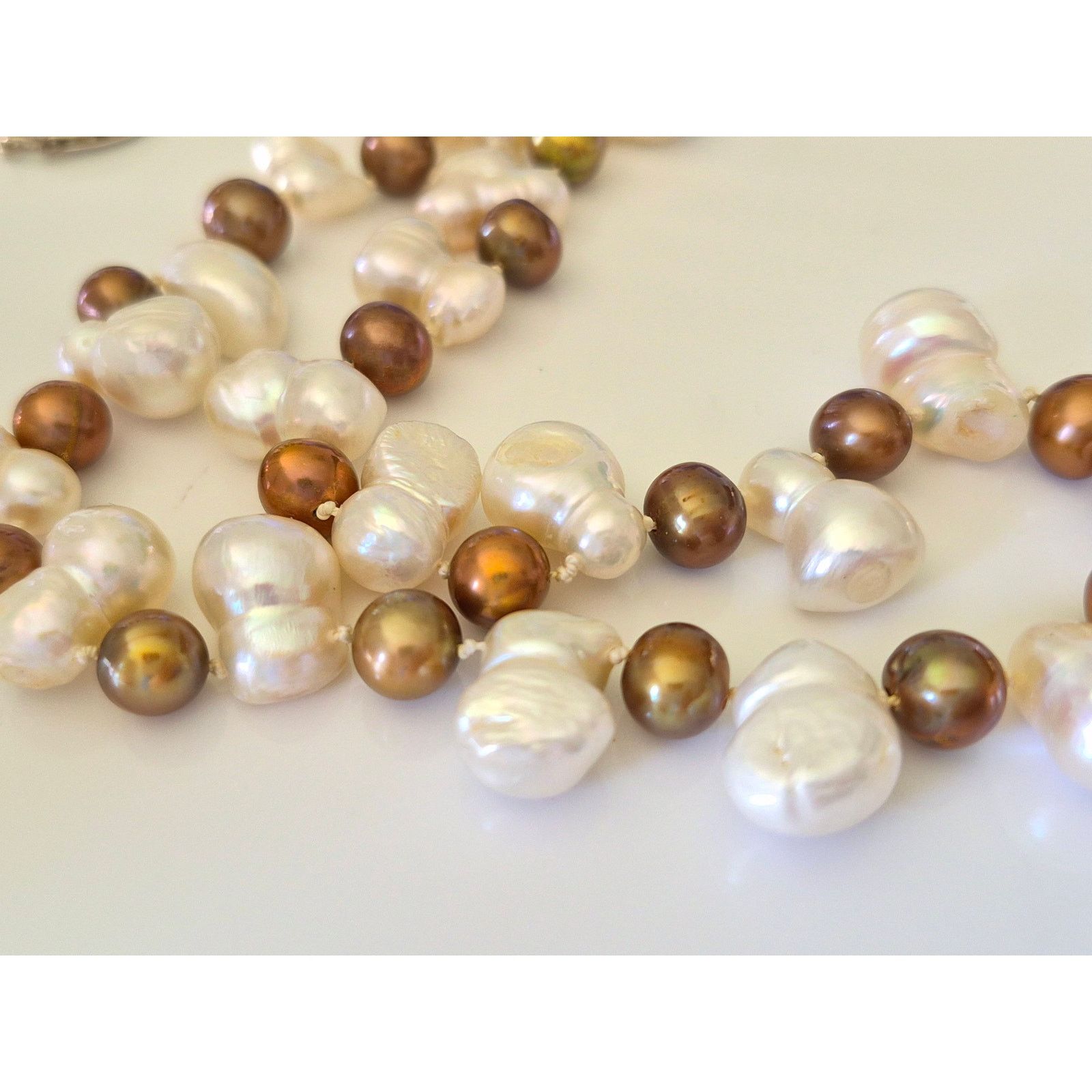 Other Baroque White & Bronze Colored Natural Pearl Necklace Size ONE SIZE - 2 Thumbnail