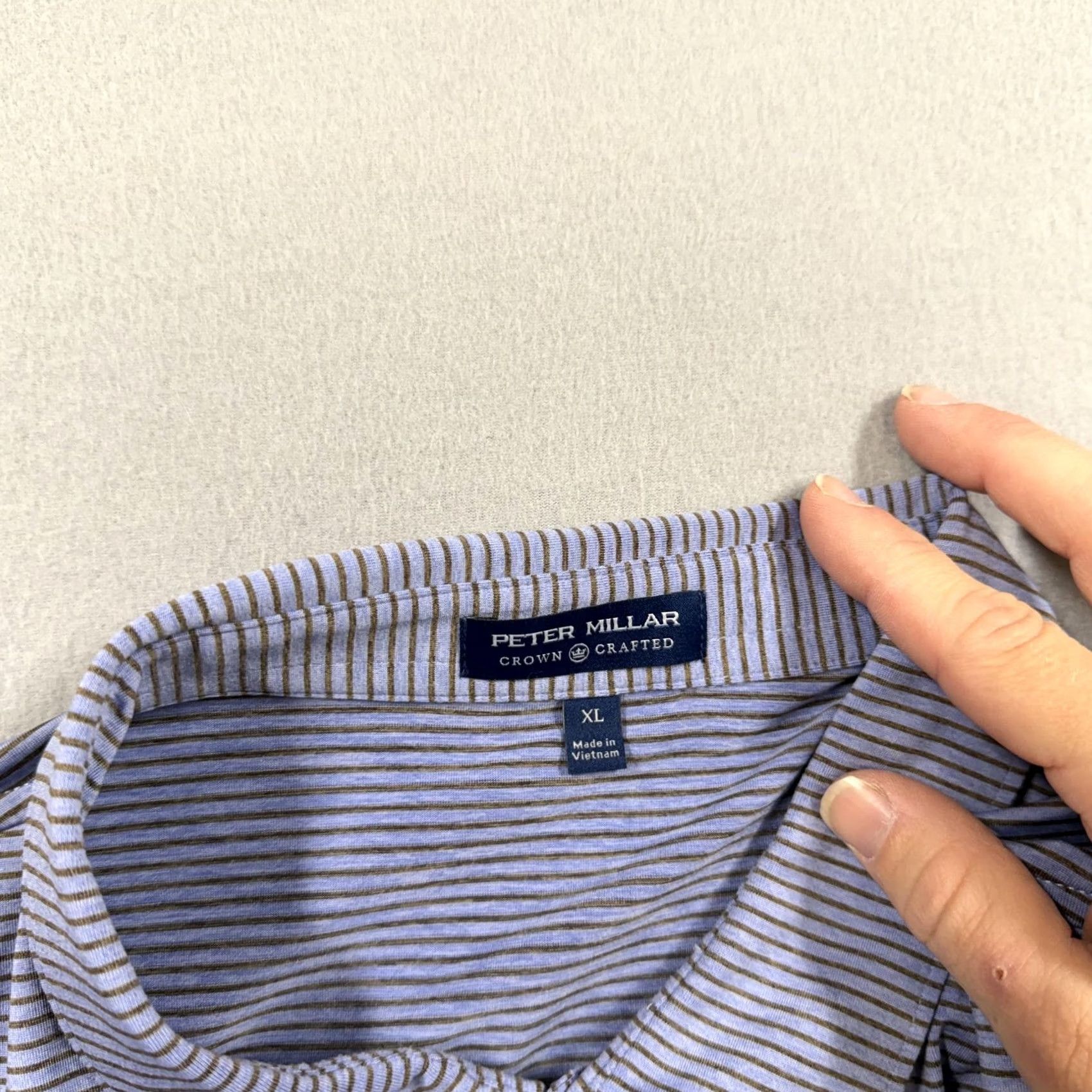 Peter Millar Peter Millar Crown Sport Polo Shirt Mens XL Blue Stripe Golf Short Sleeve Polyester Blue Stripe Crown Sport Embroidered Polo Shirt Mens XL Blue Stripe Size US XL / EU 56 / 4 - 5 Thumbnail