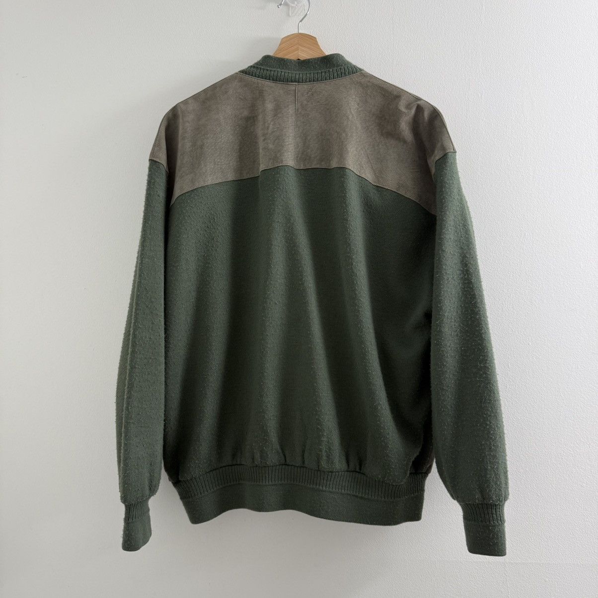 Vintage Vintage 60s Cotton Suede Cardigan Olive Green Cobain Size XL Size US XL / EU 56 / 4 - 2 Thumbnail
