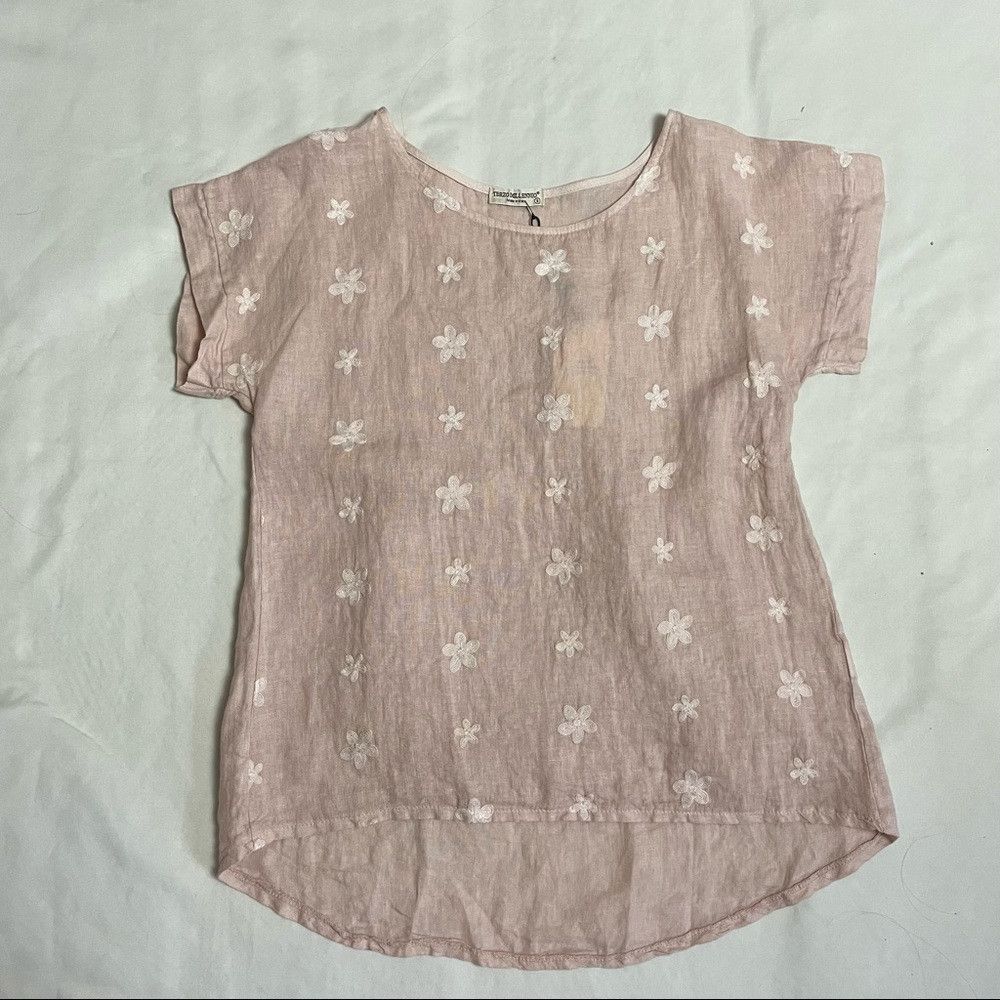 Other NWT New Terzo Millennio Pink Embroidered Linen Top Made in Size S / US 4 / IT 40 - 4 Thumbnail