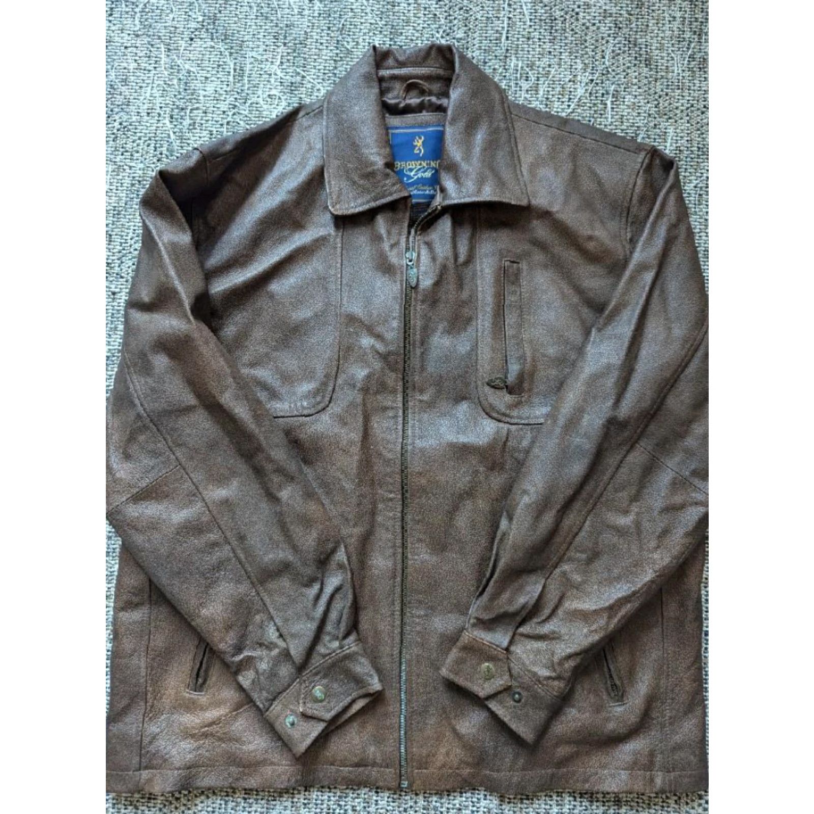 Van Heusen VINTAGE BROWNING leather jacket Parka Mens S Brown Suede Leather Coat Musket Pattern Solid 40-42 Chest Snap Zip Loose Fit Decade Vintage Size US S / EU 44-46 / 1 - 7 Thumbnail