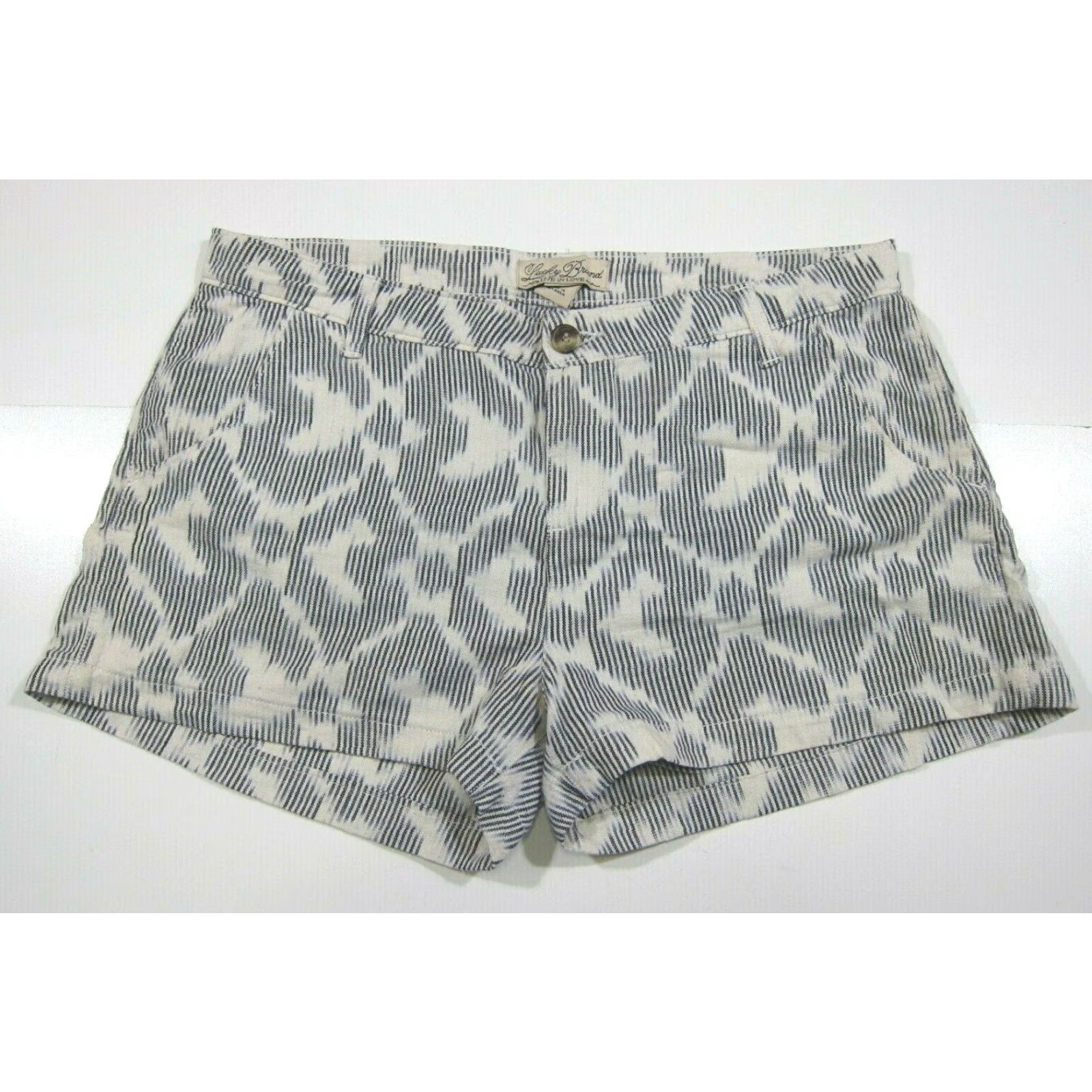 Lucky Brand Lucky Brand Blue White Batik Print 100% Cotton Casual Chino Shorts Women 31 Size 24" / US 00 / IT 34 - 6 Thumbnail