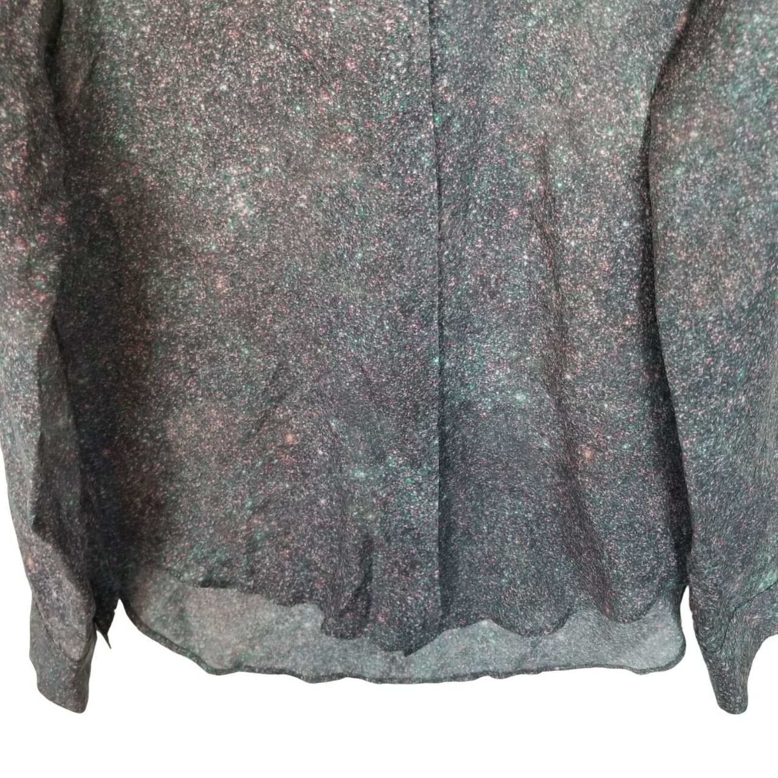 Theory Theory Womens Gray Galaxy Print 100% Silk Shirt Quiet Luxury Size S / US 4 / IT 40 - 4 Thumbnail