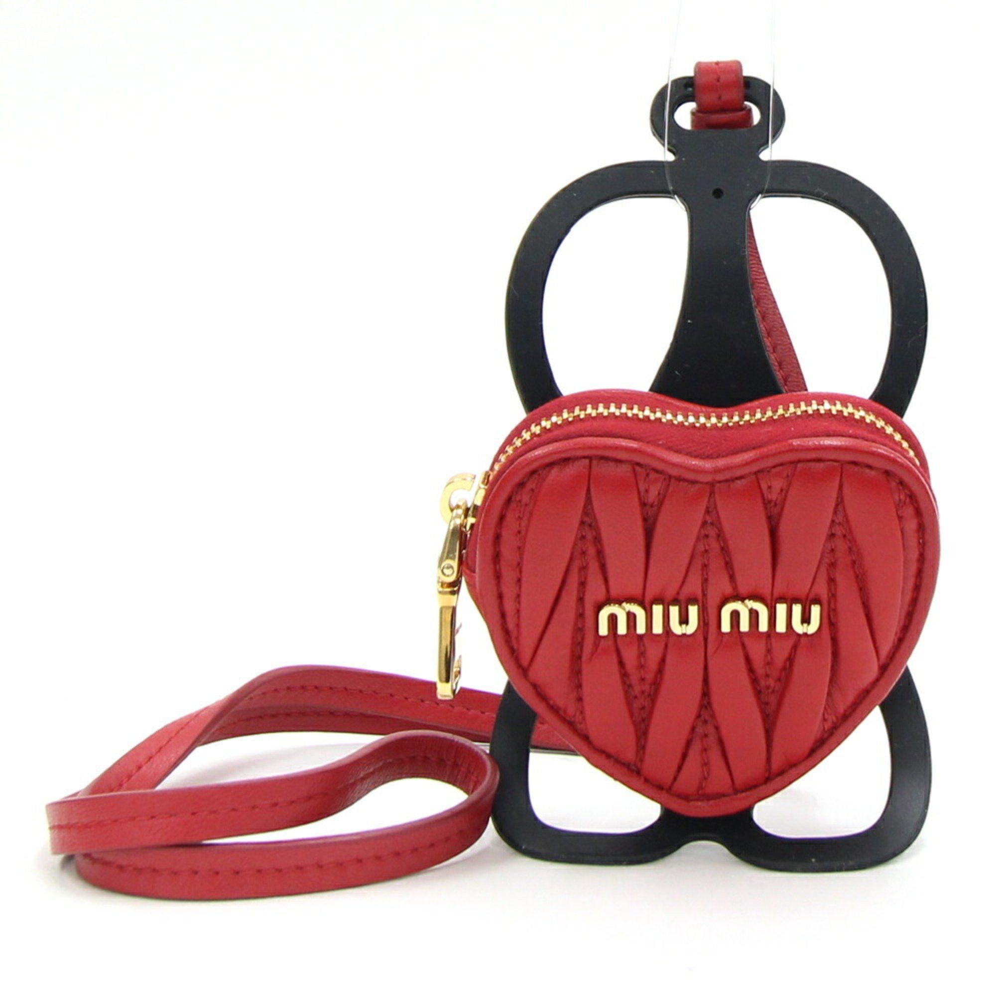 Miu Miu Miu Miu Miu Smartphone Case Matelasse 5ZT021 Red Leather Cover Neck Strap Heart Mini Pouch Women's MIU Size ONE SIZE - 1 Thumbnail