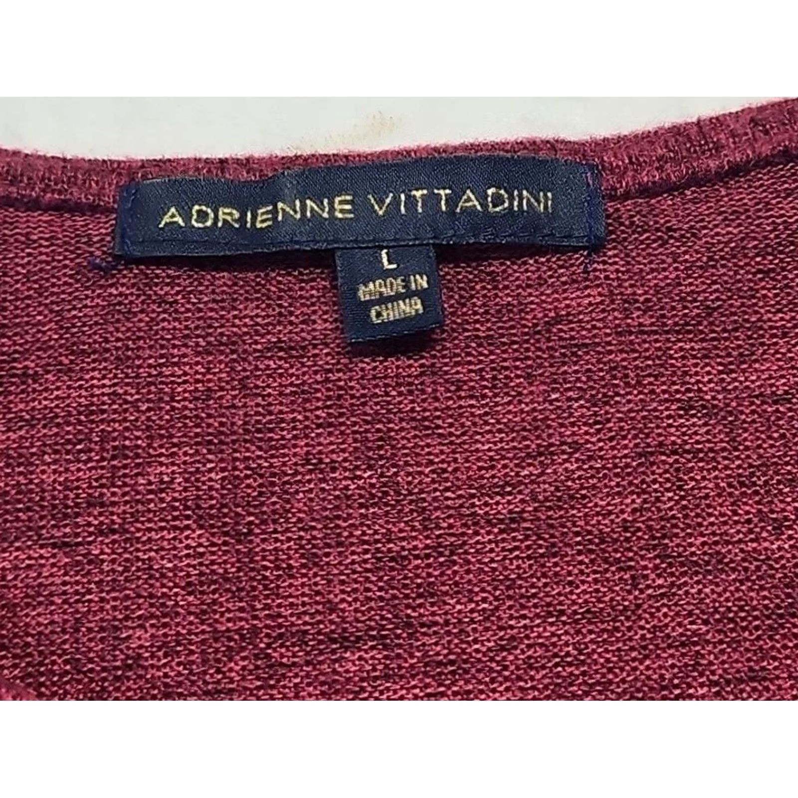 Vintage Adrienne Vittadini Womens L Burgundy Knit Top Asymmetrical Hem Button Accent Puff Sleeve Scoop Neck Pullover Casual Workwear Knit Top Size L / US 10 / IT 46 - 2 Thumbnail