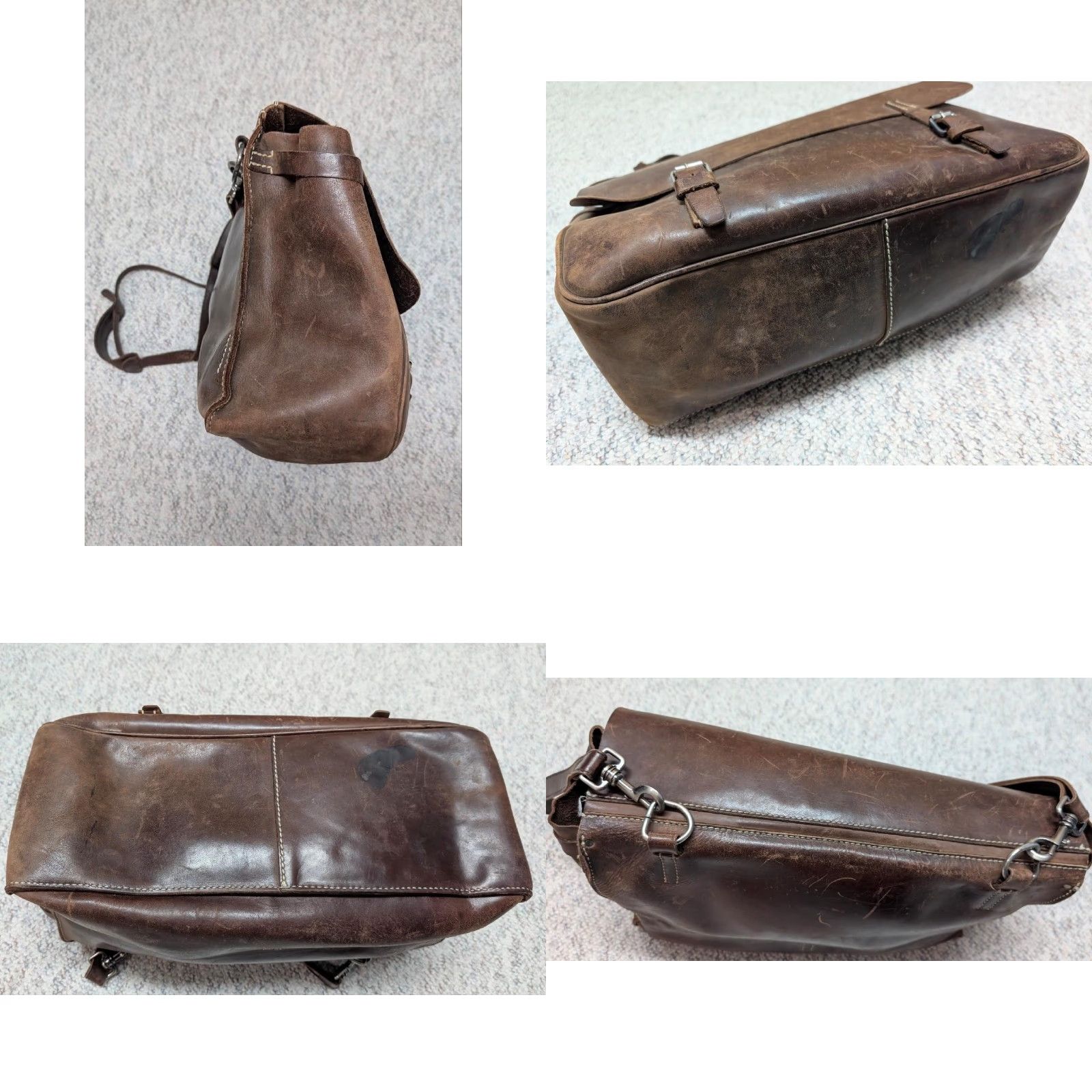 J.Crew VINTAGE J.Crew Messenger Bag COWHIDE Brown Leather LAPTOP Crossbody 16" Patina Bag Mens Large Size ONE SIZE - 8 Thumbnail