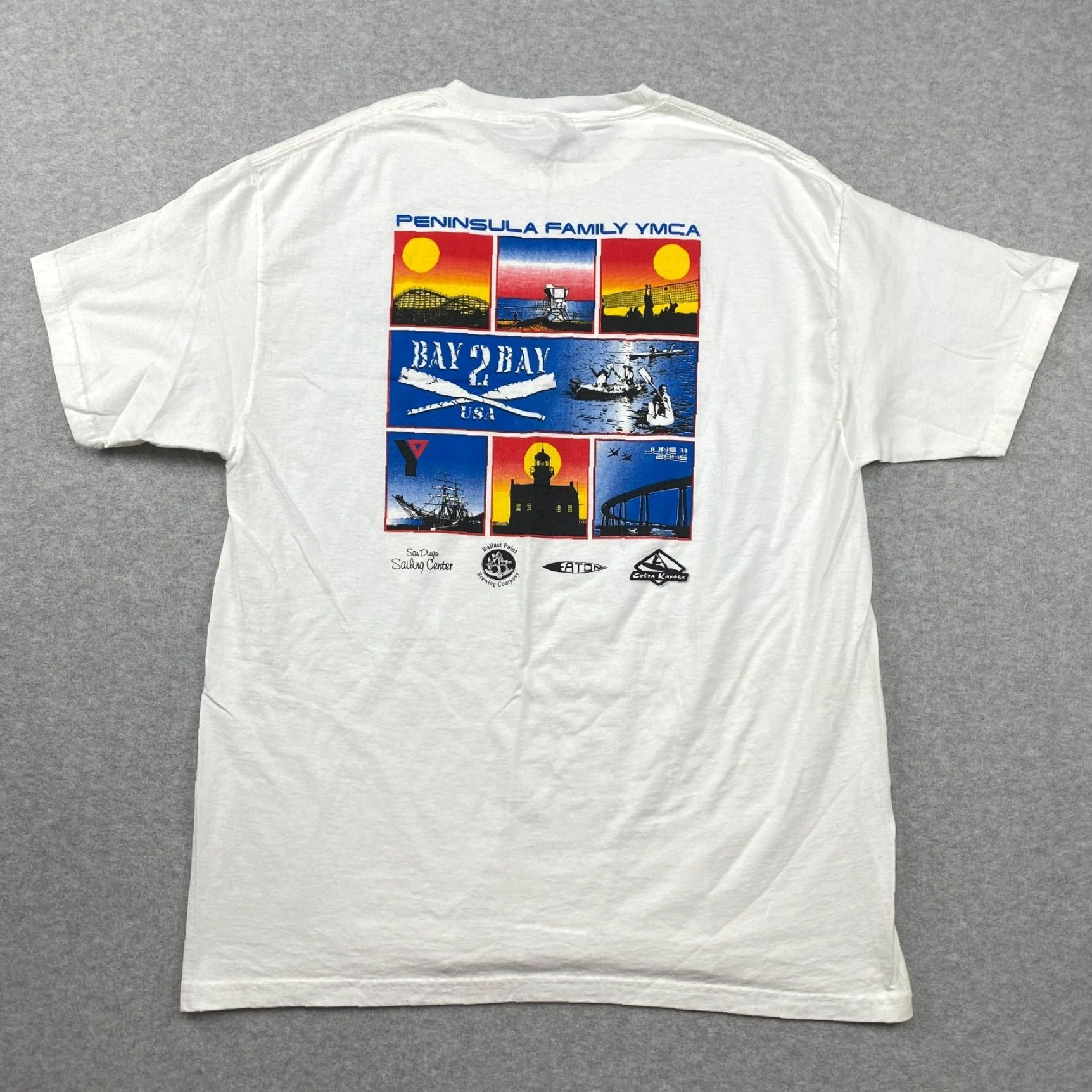Hanes VINTAGE Hanes YMCA Shirt Mens L Double-Sided White Cotton Blend 2 Bay Logo 90s Y2K Mens Size US L / EU 52-54 / 3 - 2 Thumbnail