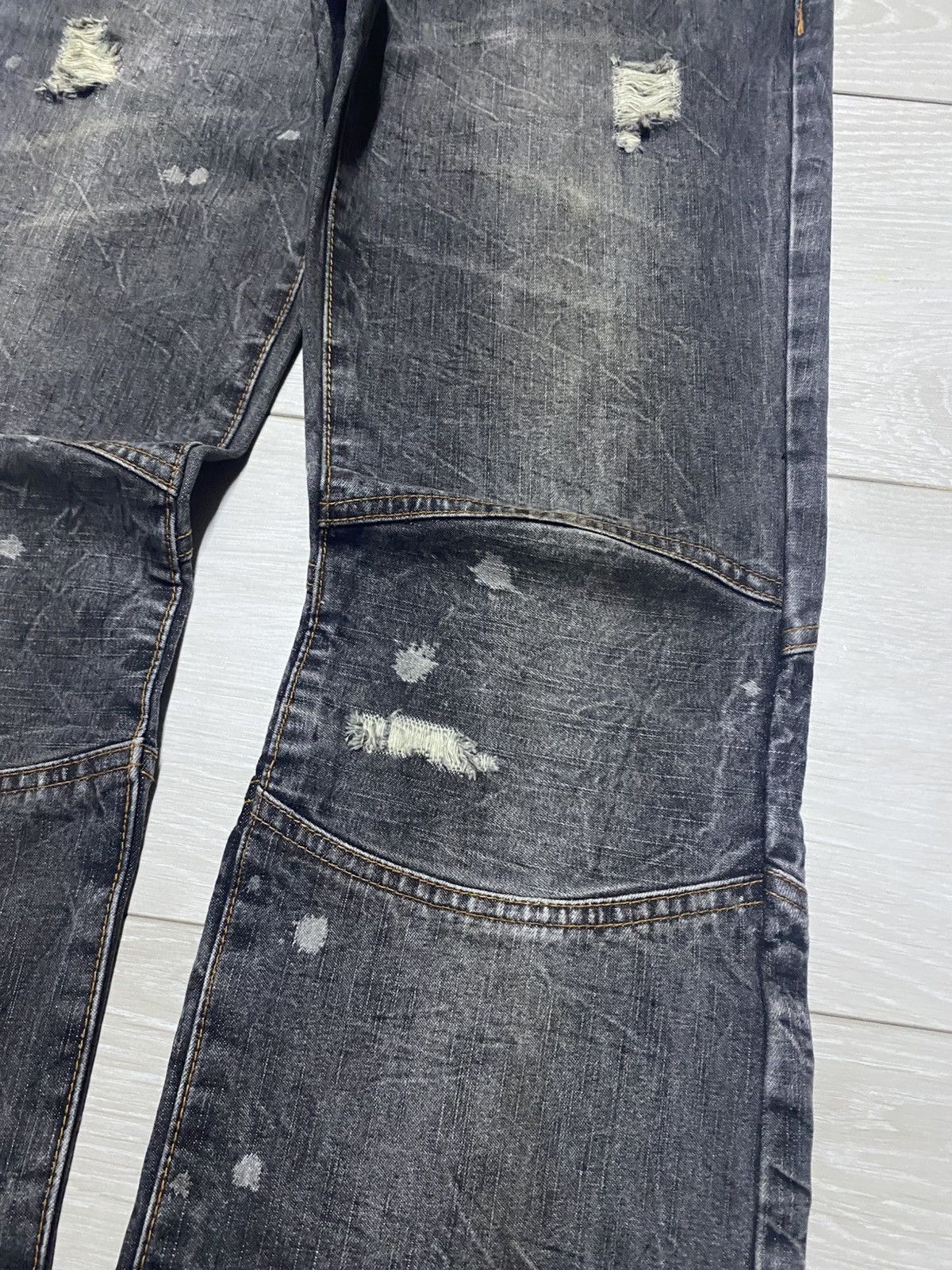 If Six Was Nine Vintage Japanese Brand Avant Garde Double Knee Flare Jeans Size US 31 - 8 Thumbnail
