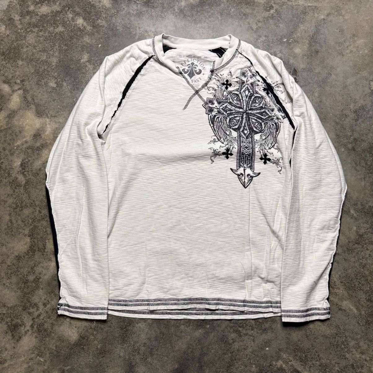 Affliction vintage y2k affliction cross longsleeve thermal knit tshirt Size US L / EU 52-54 / 3 - 8 Thumbnail