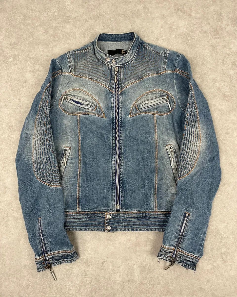 Just Cavalli SS2005 Cavalli Blue Contemporary Multi-Pocket Denim Jacket Size US M / EU 48-50 / 2 - 1 Thumbnail