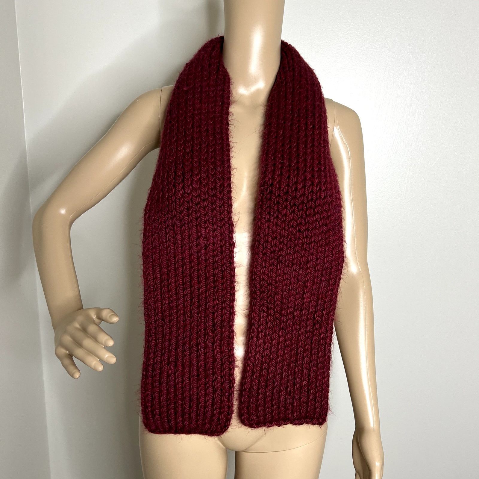 Handmade Handmade Maroon Knit Winter Scarf Size ONE SIZE - 4 Thumbnail
